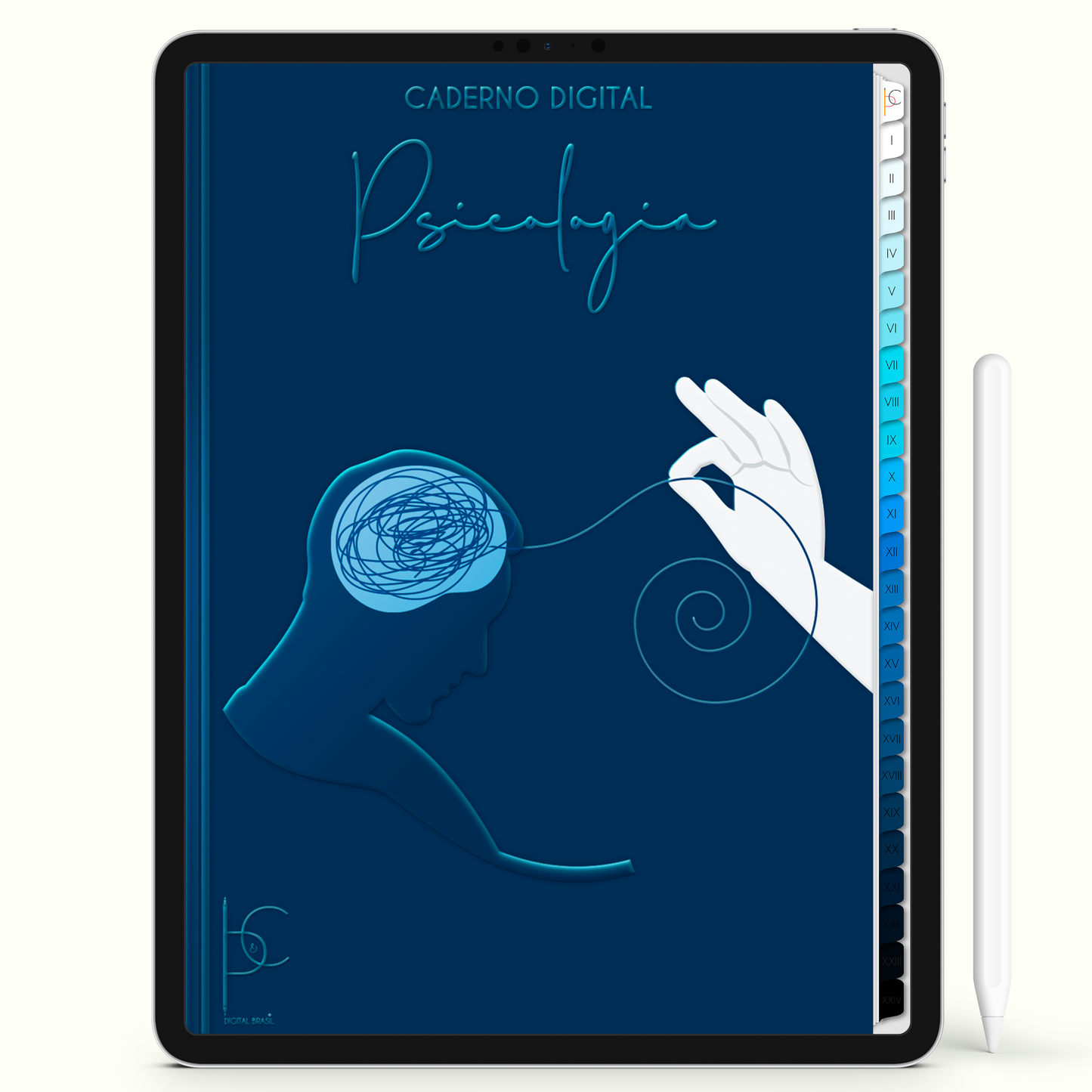 Caderno Digital 24 Matérias - Psicologia, para ipad e tablet android. Cadernos & Planner Digital Brasil