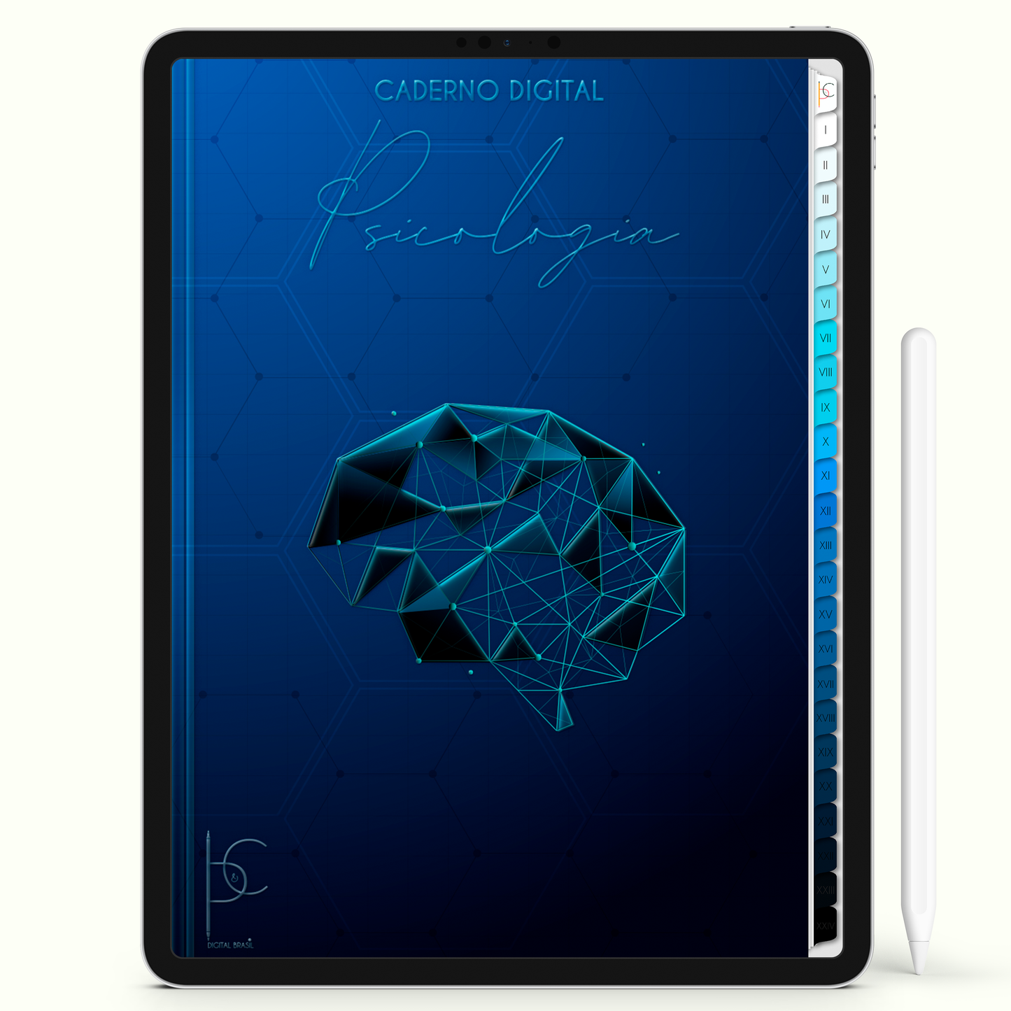 Caderno Digital 24 Matérias - Psicologia, para ipad e tablet android. Cadernos & Planner Digital Brasil