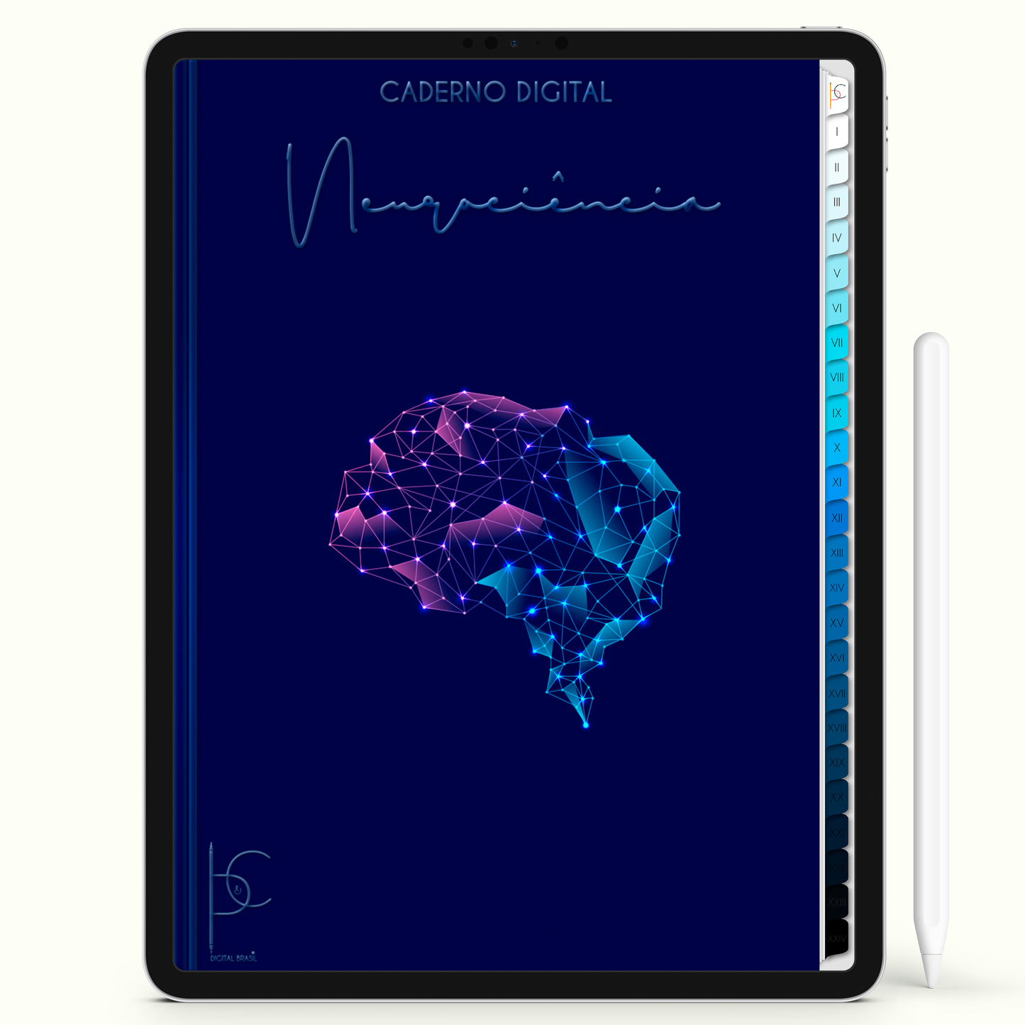 Caderno Digital 24 Matérias - Neurociência, para ipad e tablet android. Cadernos & Planner Digital Brasil