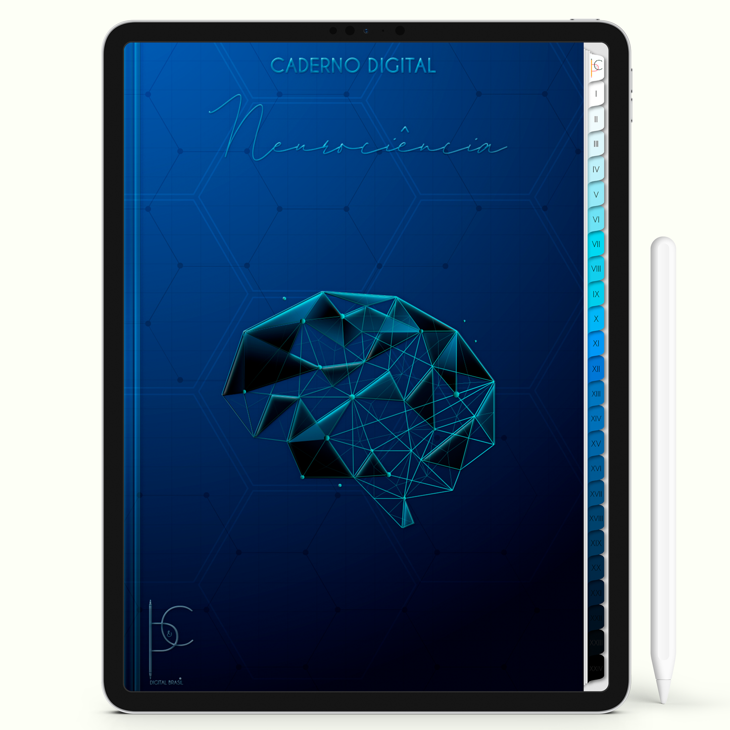 Caderno Digital 24 Matérias - Neurociência, para ipad e tablet android. Cadernos & Planner Digital Brasil