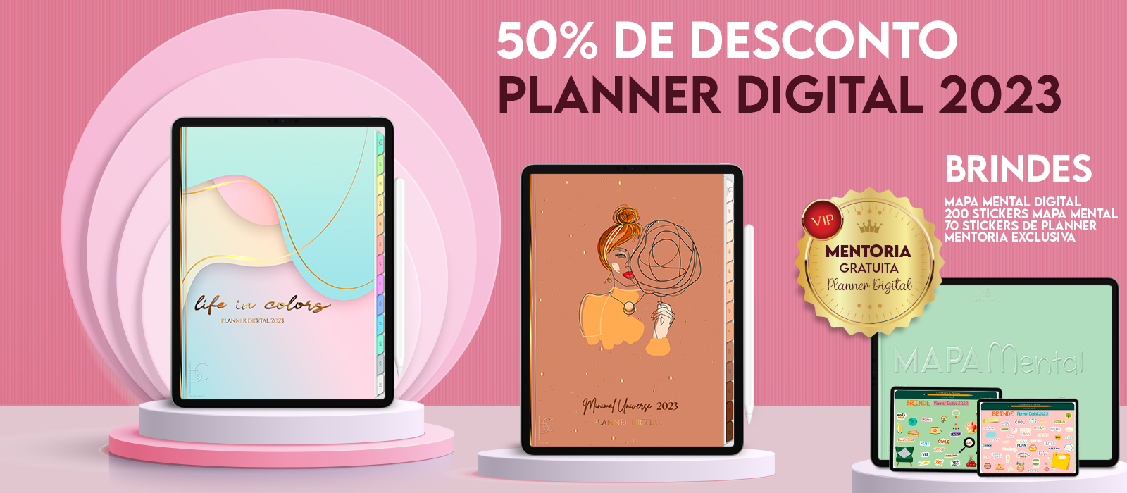 50% Desconto Oferta Planner Digital 2023 ganhe brindes para iPad Apple e Tablet Android Tab Samsung, aplicativos GoodNotes, Noteshef, Samsung Notes Cadernos & Planner Digital Brasil