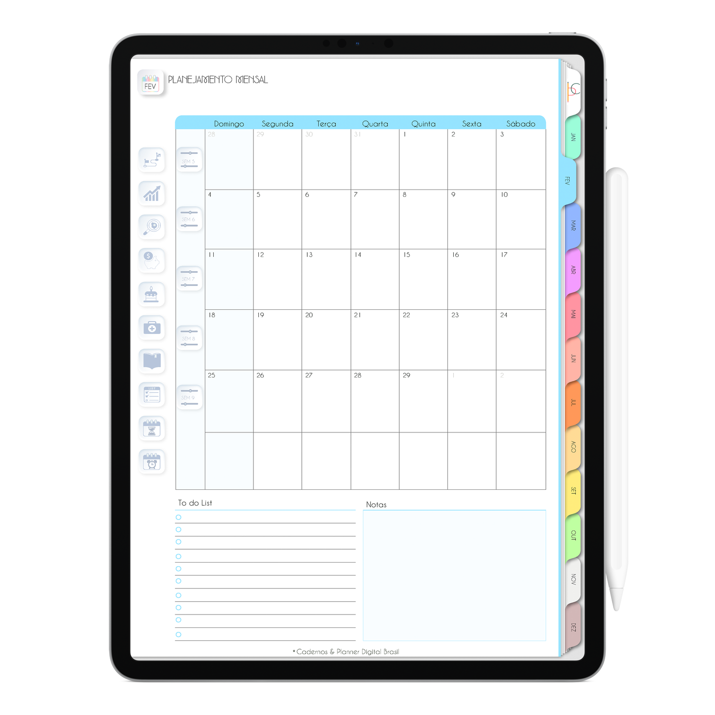 Planner Digital Vertical Life In Colors 2024 Bubluee • Para iPad e Tablet Android • Download Instantâneo • Sustentável