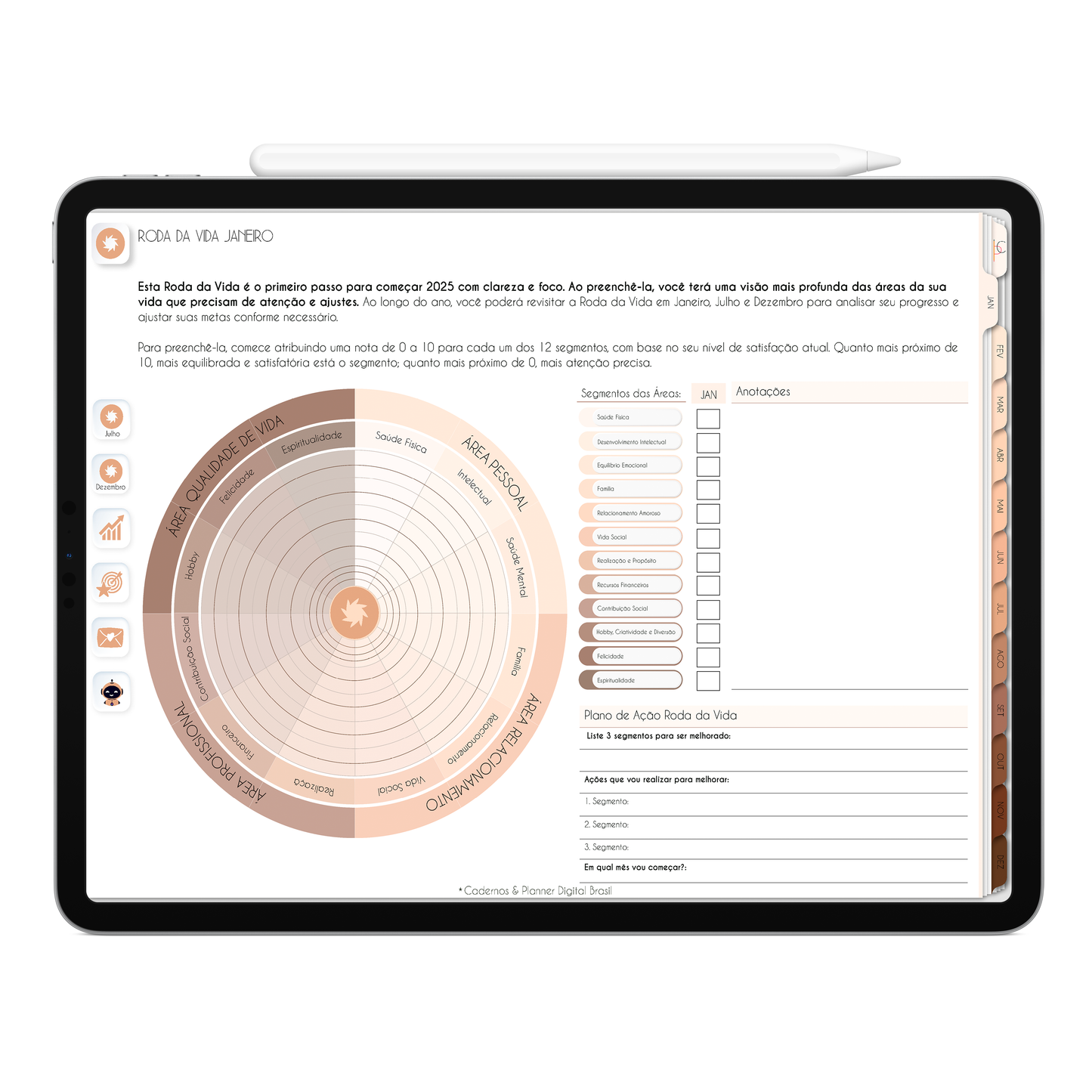 Planner Digital 2025 Horizontal Minimal Universe Sintonia Estelar pt-BR • Para iPad e Tablet Android • Download Imediato