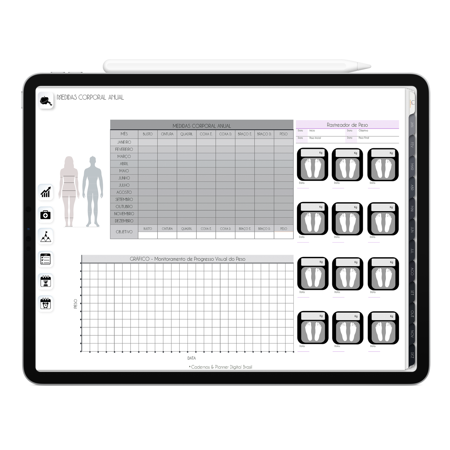 Planner Digital 2025 Horizontal Executivo Tudo Novo pt-BR • Para iPad e Tablet Android • Download Imediato