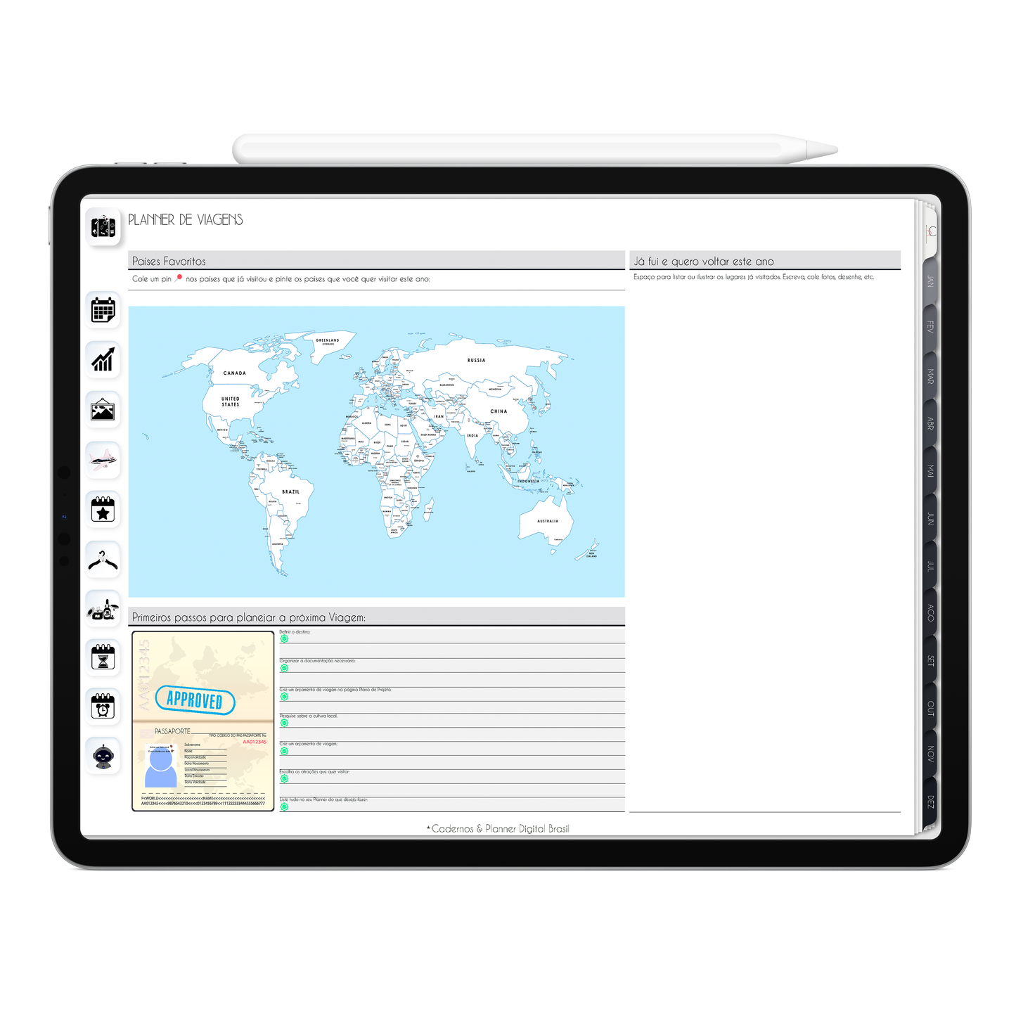 Planner Digital 2025 Horizontal Executivo Tudo Novo pt-BR • Para iPad e Tablet Android • Download Imediato