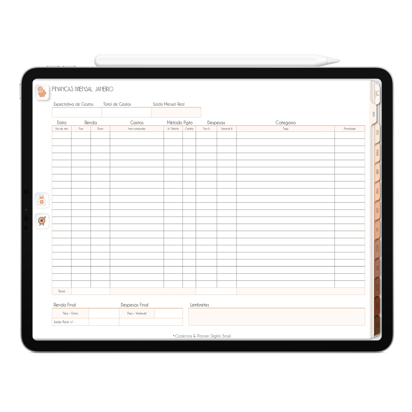 Planner Digital 2025 Horizontal Minimal Universe Sintonia Estelar pt-BR • Para iPad e Tablet Android • Download Imediato