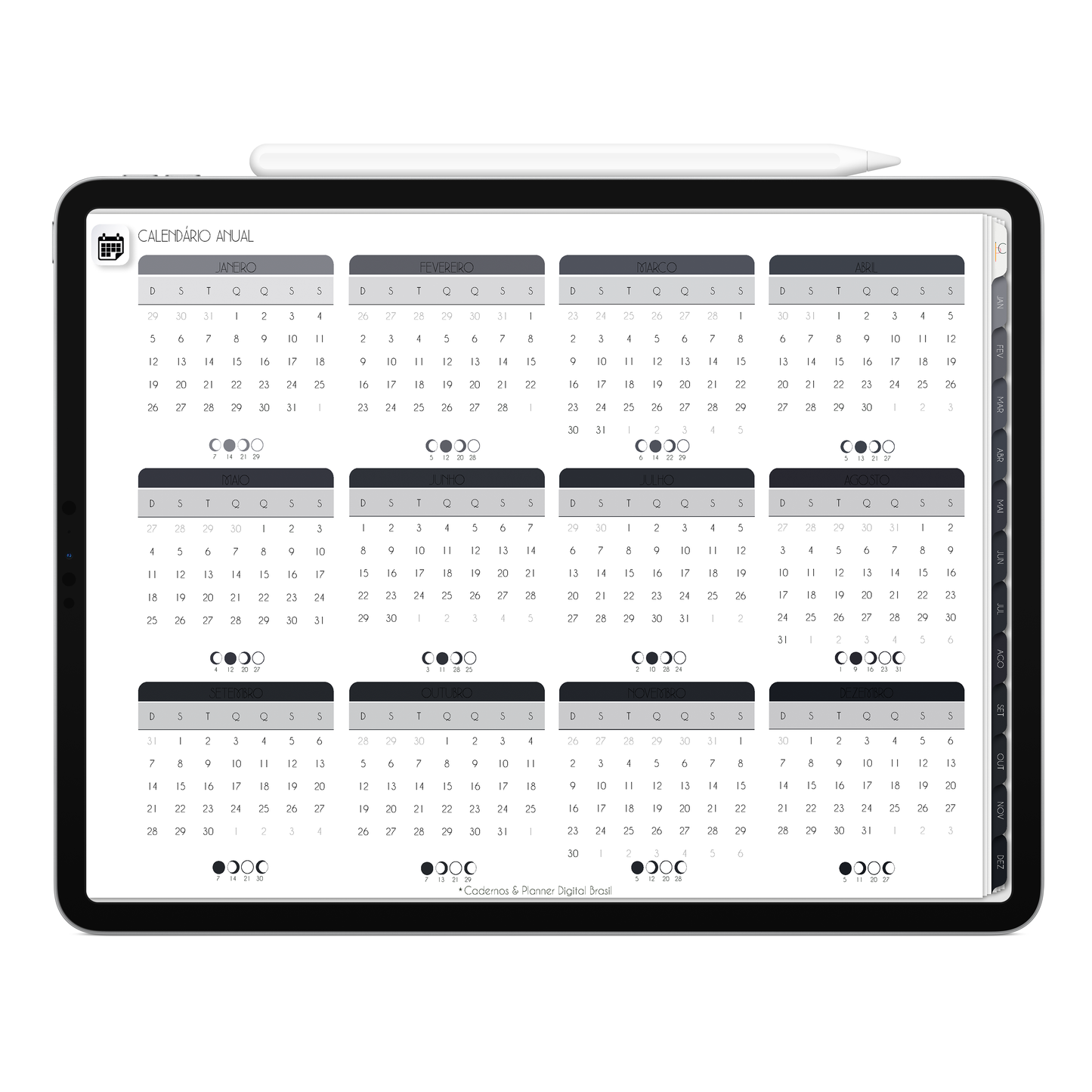 Planner Digital 2025 Horizontal Executivo Tudo Novo pt-BR • Para iPad e Tablet Android • Download Imediato