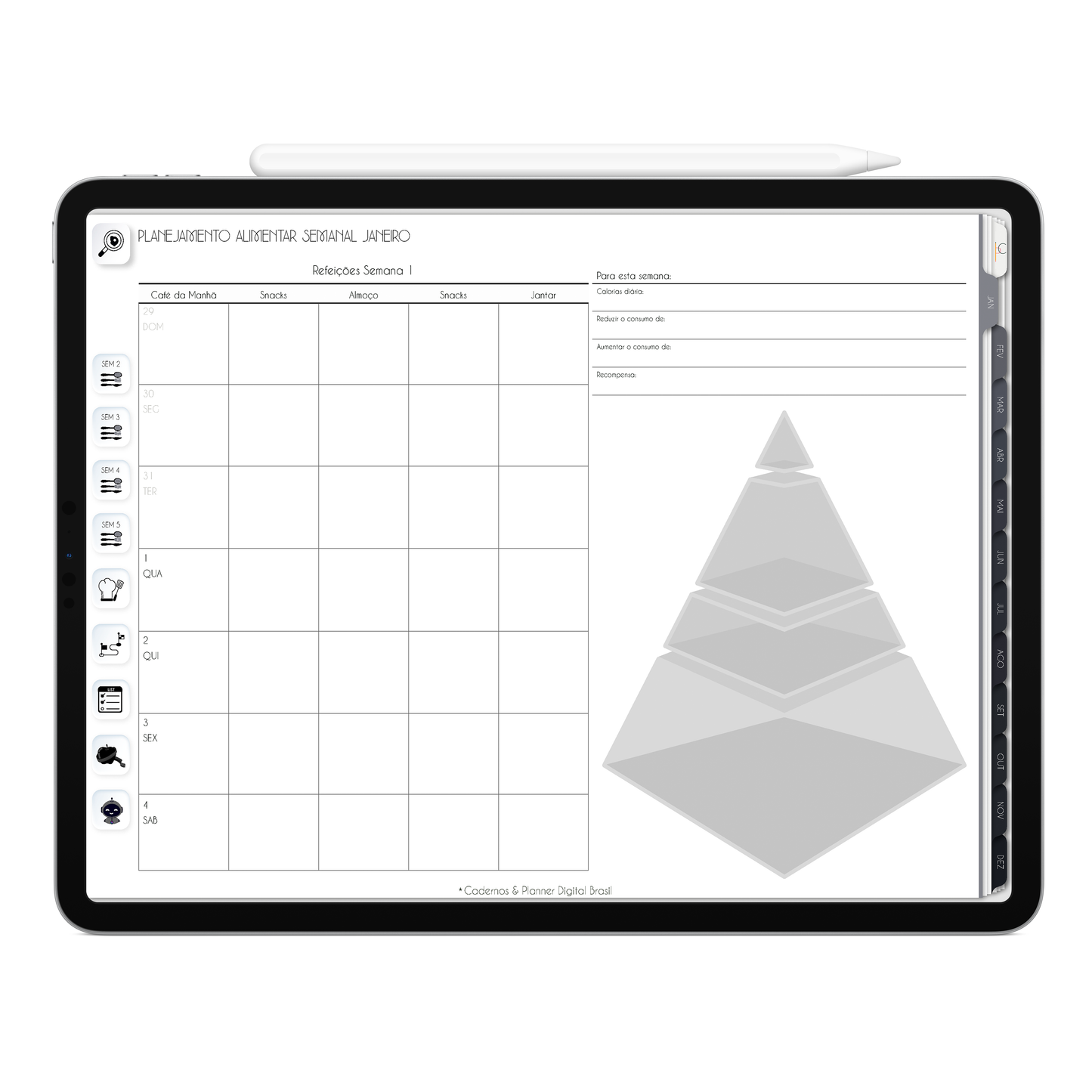 Planner Digital 2025 Horizontal Executivo Tudo Novo pt-BR • Para iPad e Tablet Android • Download Imediato