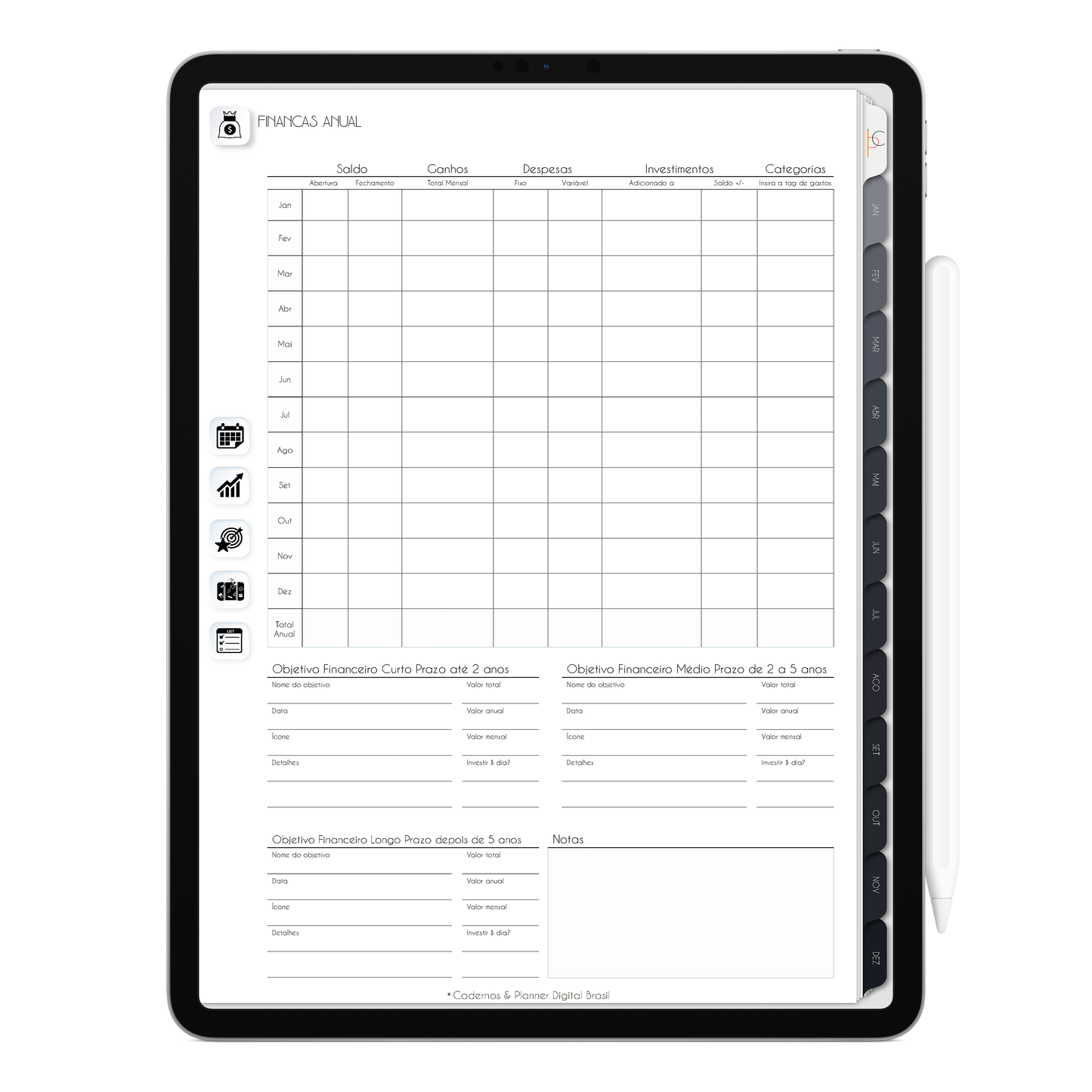 Planner Digital com finanças anual com ativação lembretes apple calendar e google agenda e inteligência artificial AI Planner no ChatGPT. Planner Digital 2025 Gratuito download grátis do planner digital para iPad e Tablet Android, tablet da Samsung Planeje sua vida no melhor planner digital da Cadernos Planner Digital Brasil
