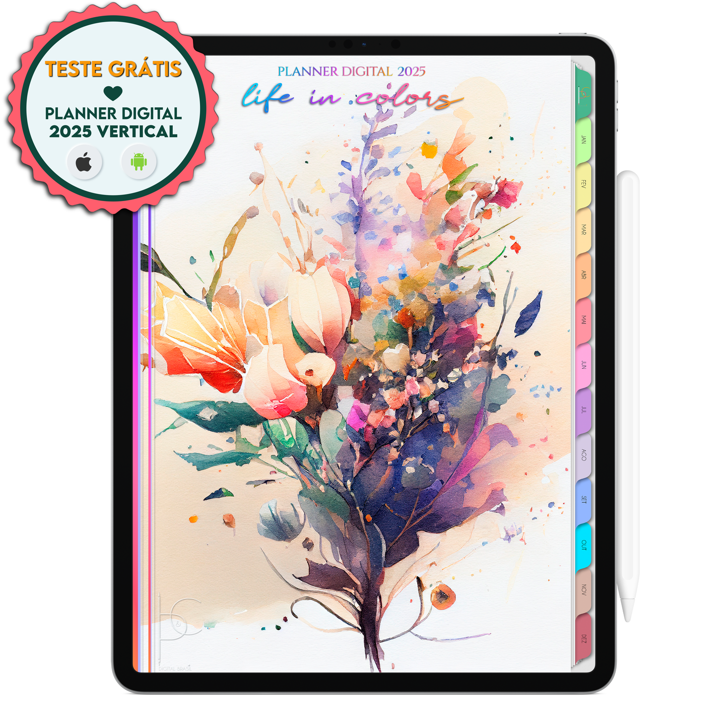Planner Digital 2025 Gratuito download grátis do planner digital para iPad e Tablet Android, tablet da Samsung Planeje sua vida no melhor planner digital da Cadernos Planner Digital Brasil