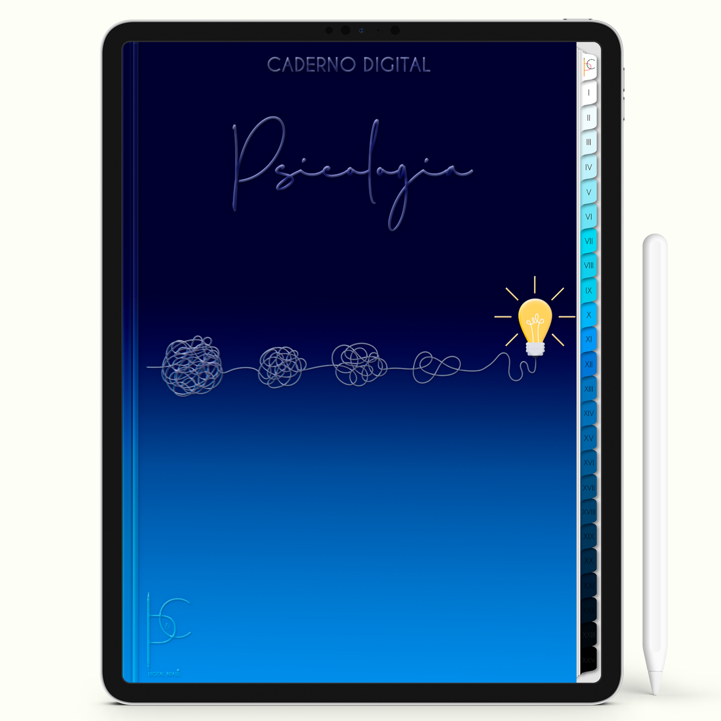 Caderno Digital 24 Matérias - Caderno Digital Psicologia, para ipad e tablet android. Cadernos & Planner Digital Brasil