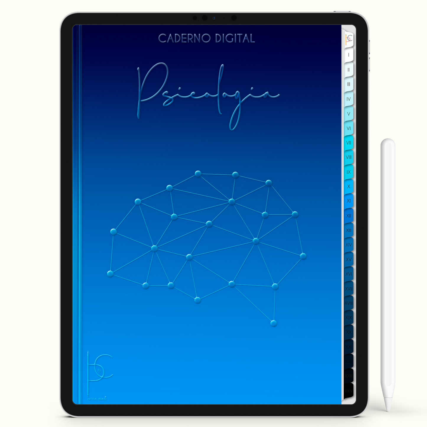 Caderno Digital 24 Matérias - Caderno Digital Psicologia, para ipad e tablet android. Cadernos & Planner Digital Brasil