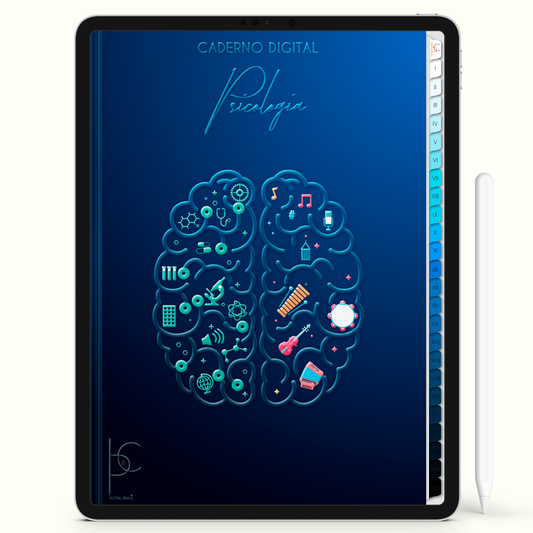 Caderno Digital 24 Matérias - Caderno Digital Psicologia, para ipad e tablet android. Cadernos & Planner Digital Brasil