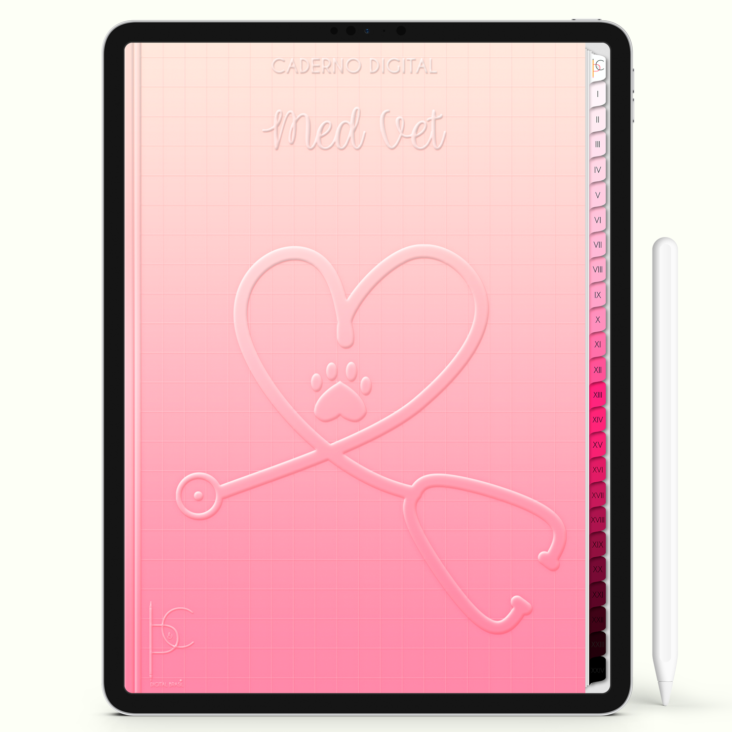 Caderno Digital Blush Study Med Vet Veterinária 24 Matérias • iPad e Tablet Android • Download instantâneo • Sustentável