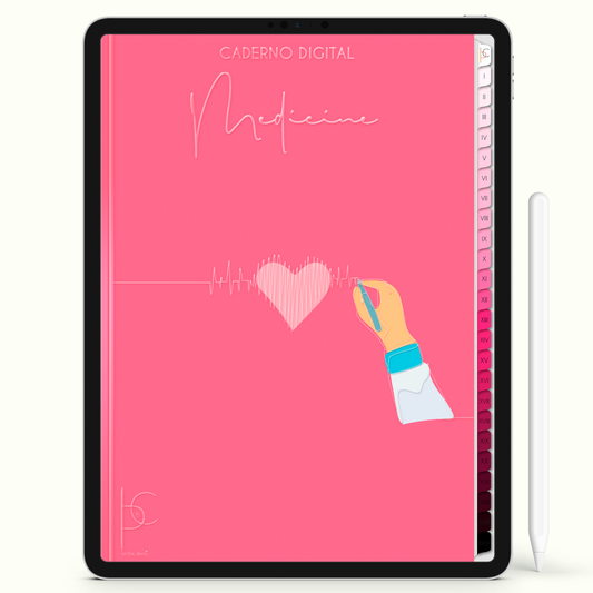 Caderno Digital Blush Study Med Medicina 24 Matérias • iPad Tablet Android • Download instantâneo • Sustentável