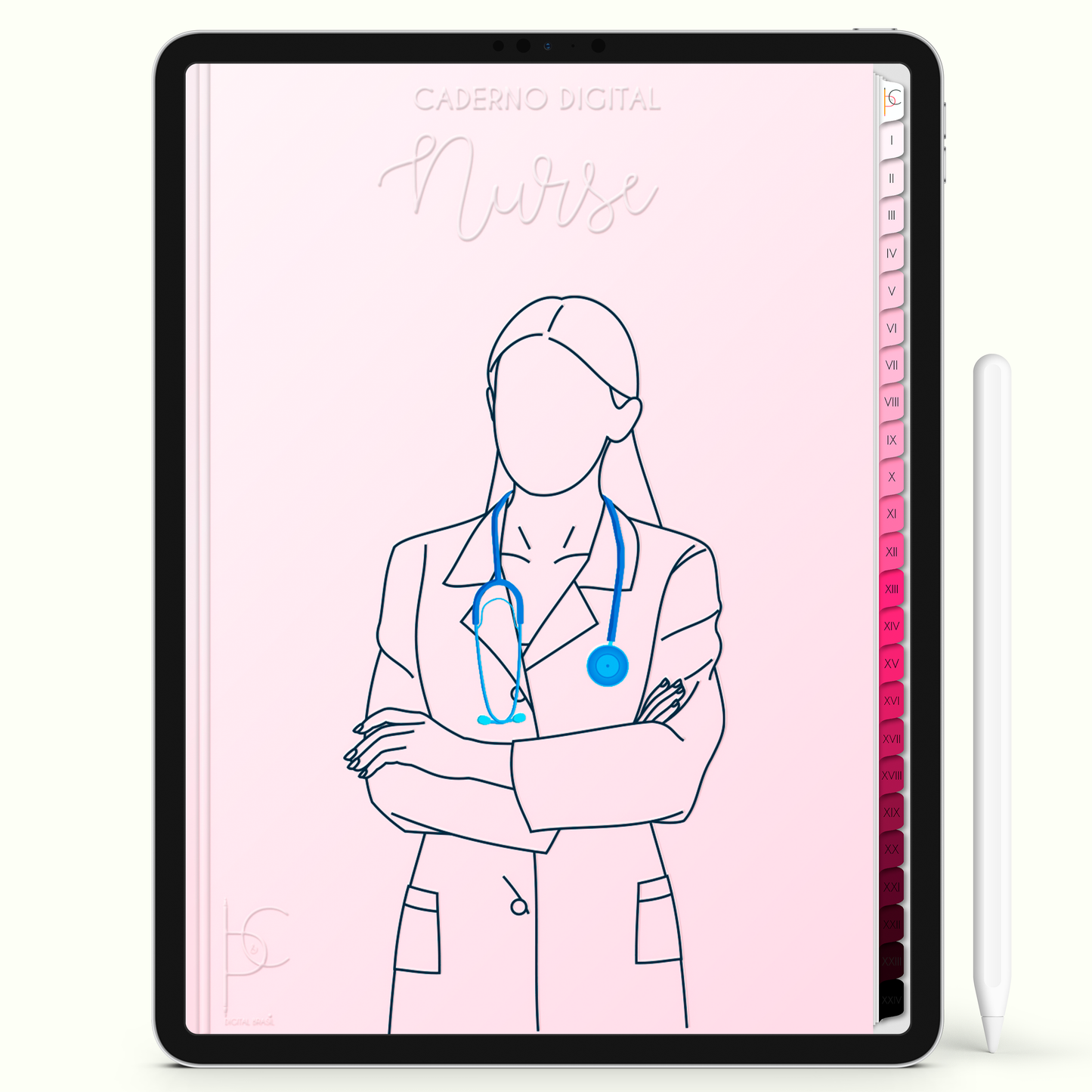 Caderno Digital Blush Study Nurse Enfermagem 24 Matérias • iPad e Tablet Android • Download instantâneo • Sustentável