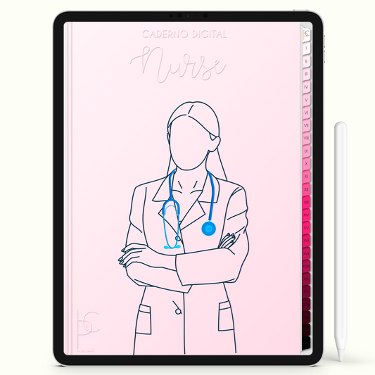 Caderno Digital Blush Study Nurse Enfermagem 24 Matérias • iPad e Tablet Android • Download instantâneo • Sustentável