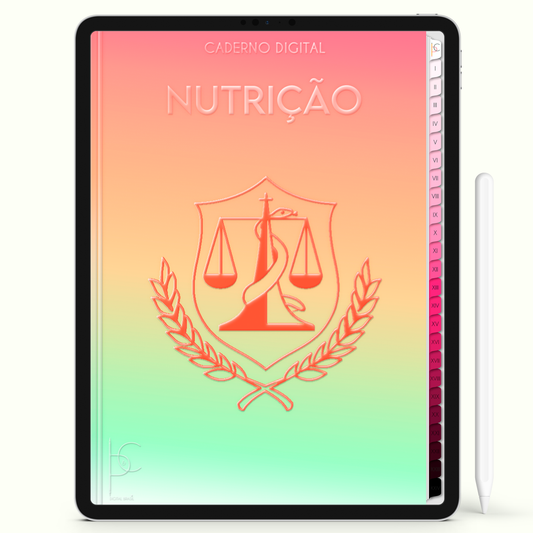 Caderno Digital Blush Study Nutri Nutrição 24 Matérias • iPad Tablet Android • Download instantâneo • Sustentável