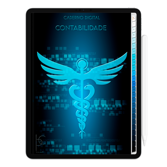 Caderno Digital 24 Matérias - Todas as matérias e layout das abas para iPad e Tablet Android. Cadernos & Planner Digital Brasil