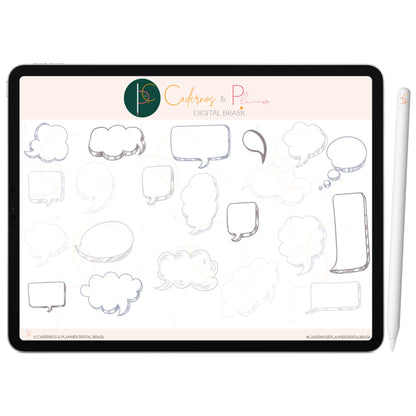 Kit Adesivos Stickers Digital para Mapa Mental Céu Noturno Balões e Formas • iPad Tablet • GoodNotes Noteshelf