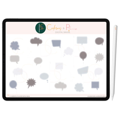 Kit Adesivos Stickers Digital para Mapa Mental Céu Noturno Balões • iPad Tablet • GoodNotes Noteshelf