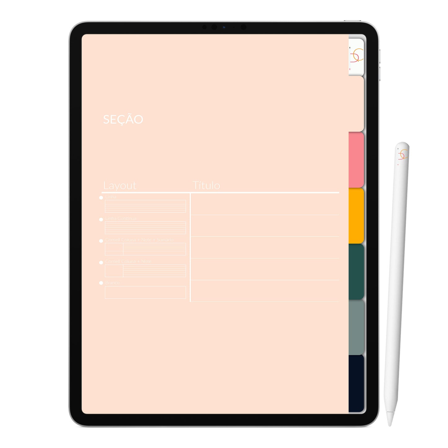 Caderno Digital Blush ' 6 Matérias Divisórias • Caderno Digital • iPad Tablet • GoodNotes Noteshelf  • Download instantâneo