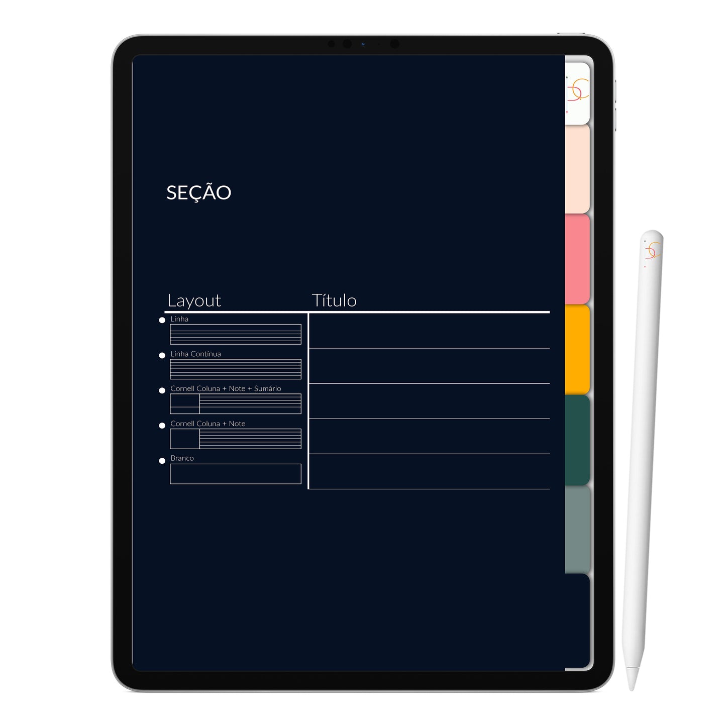 Caderno Digital Meia Noite ' 6 Matérias Divisórias • Study • iPad Tablet • GoodNotes Noteshelf • Download instantâneo