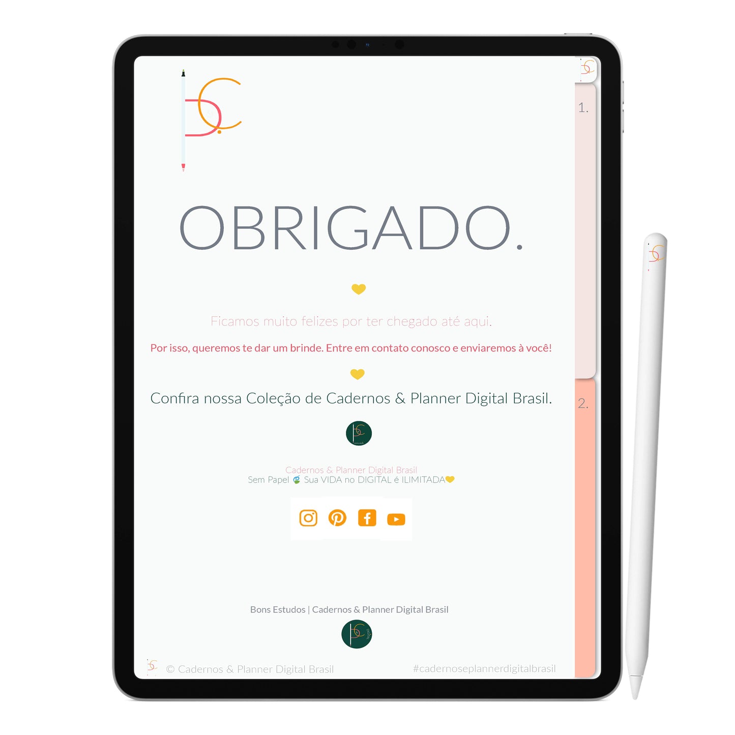 Caderno Digital Happy Feliz ' 2 Matérias Divisórias • Study • iPad Tablet • GoodNotes Noteshelf  • Download instantâneo