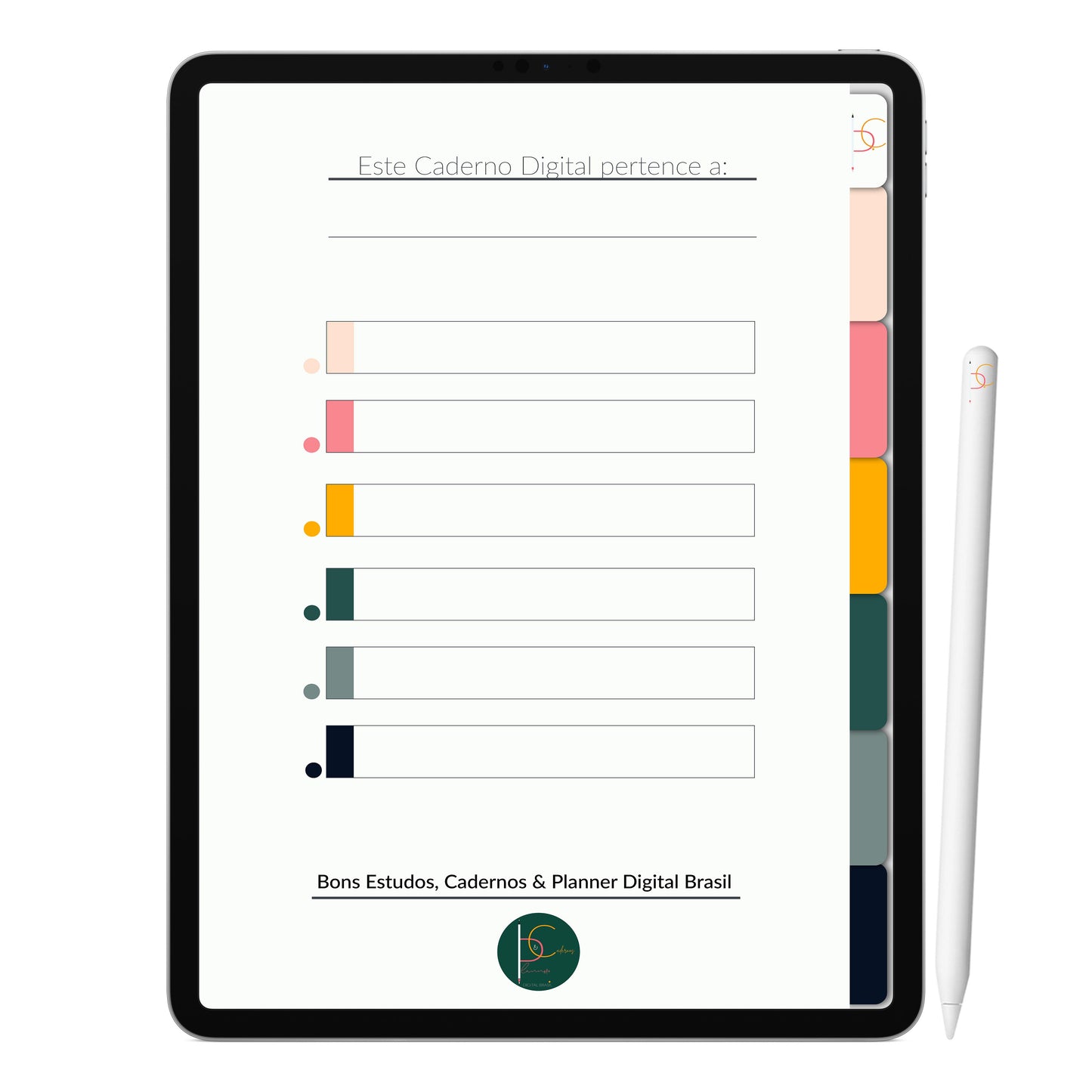 Caderno Digital Meia Noite ' 6 Matérias Divisórias • Study • iPad Tablet • GoodNotes Noteshelf • Download instantâneo