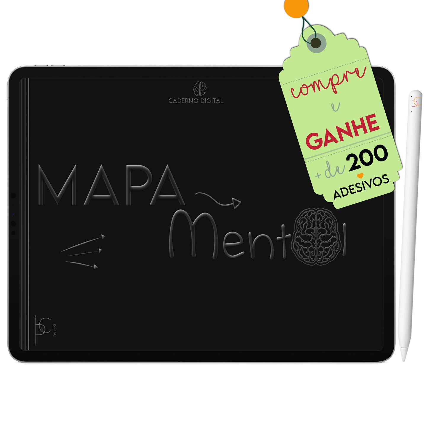 Mapa Mental Digital Black White ' 2 Matérias Divisórias • Study • iPad Tablet • GoodNotes Noteshelf • Download instantâneo