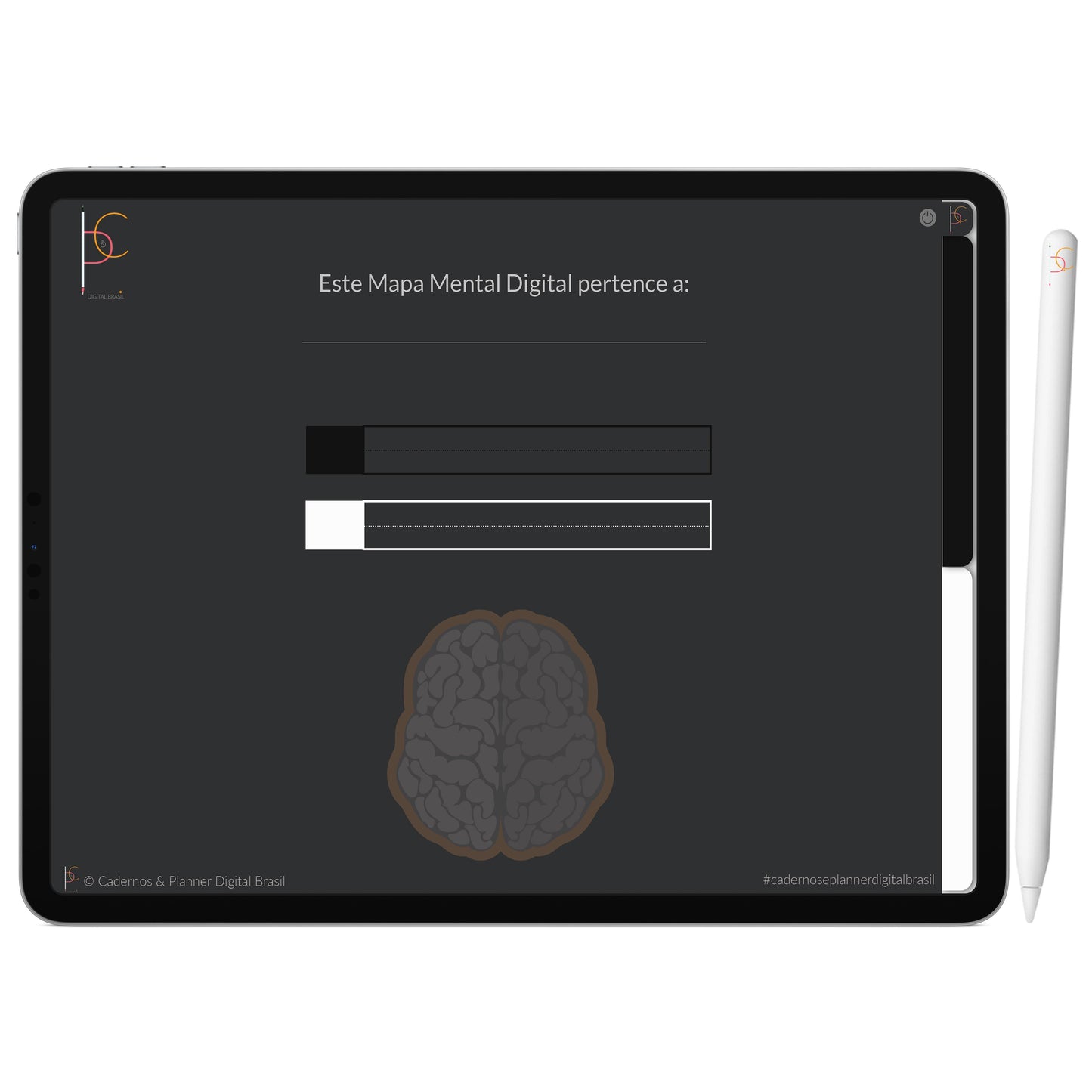 Mapa Mental Digital Black White ' 2 Matérias Divisórias • Study • iPad Tablet • GoodNotes Noteshelf • Download instantâneo