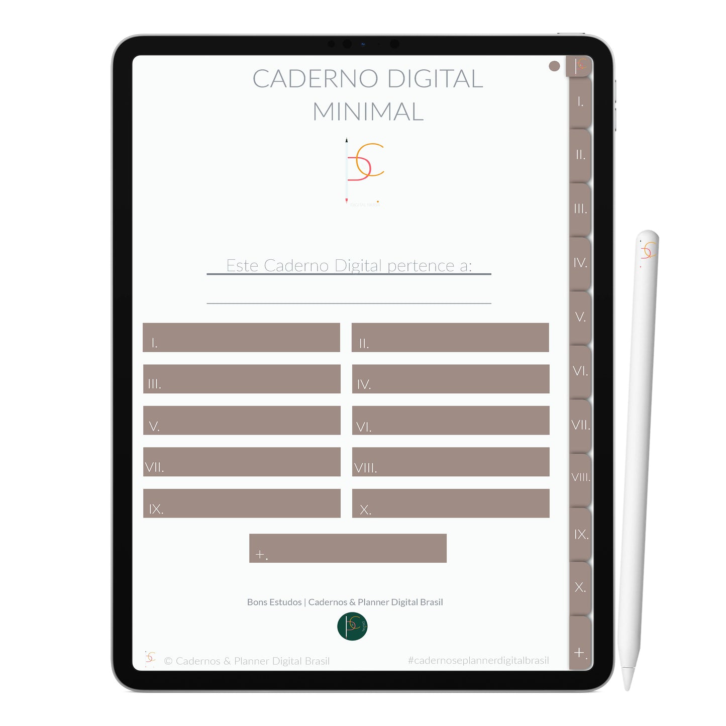 Caderno Digital Minimalista Coffee ' 10 Matérias Divisórias • Study • iPad Tablet • GoodNotes Noteshelf  • Download instantâneo