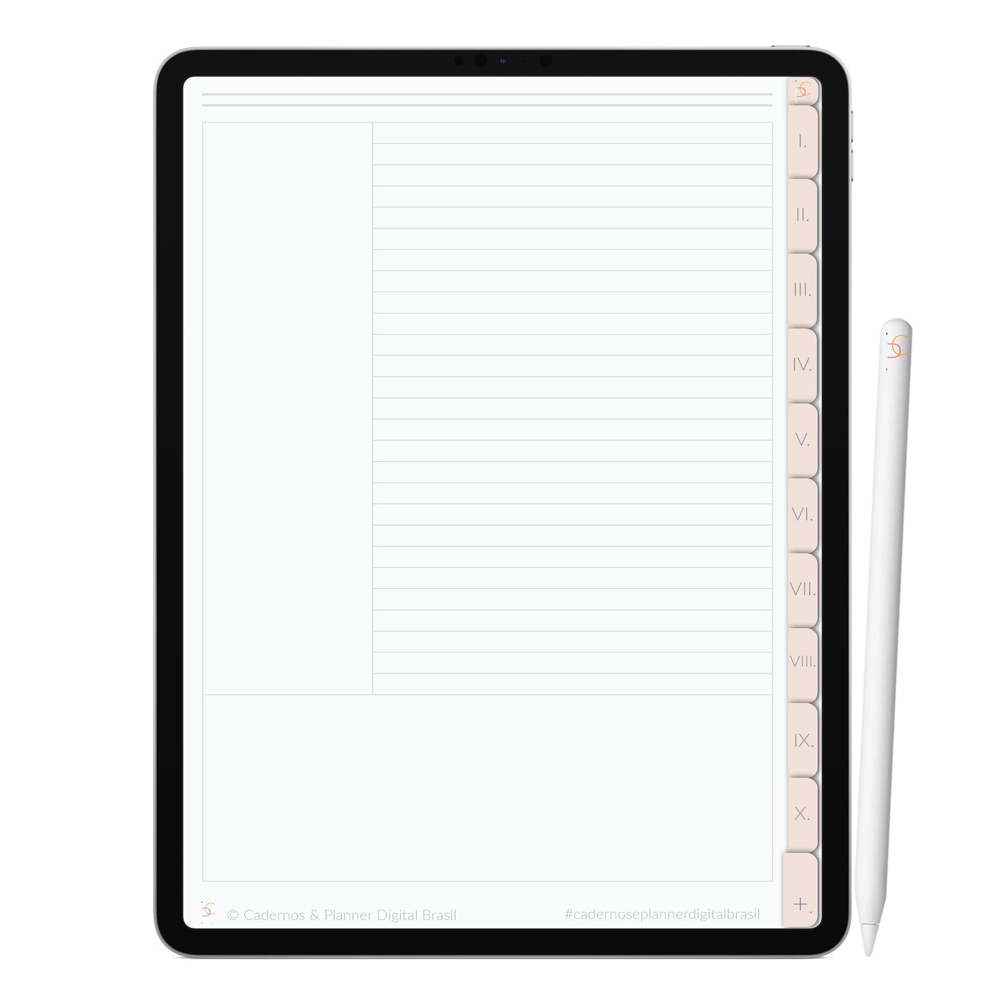 Caderno Digital Minimalista Pearl Pérola ' 10 Matérias Divisórias • Study • iPad Tablet • GoodNotes Noteshelf  • Download instantâneo