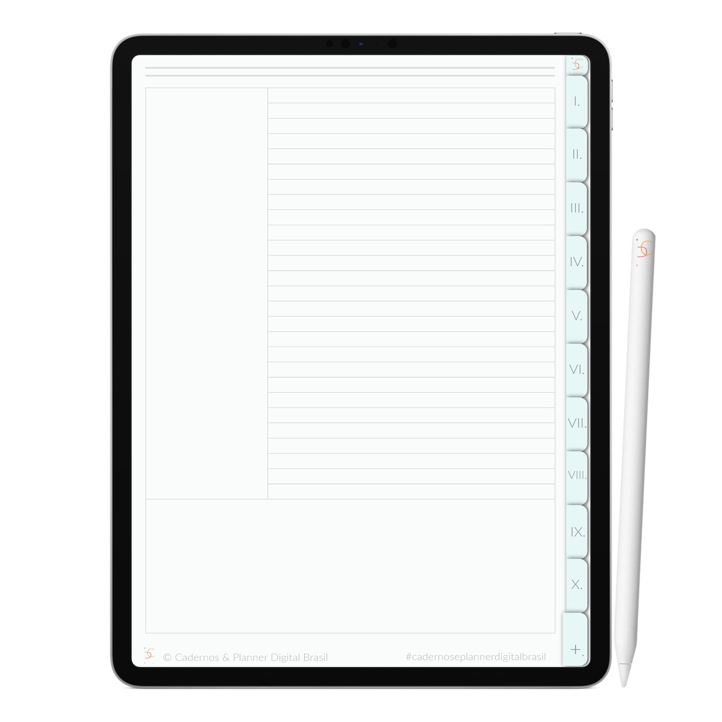 Caderno Digital Minimalista Snow Neve ' 10 Matérias Divisórias • Study • iPad Tablet • GoodNotes Noteshelf  • Download instantâneo