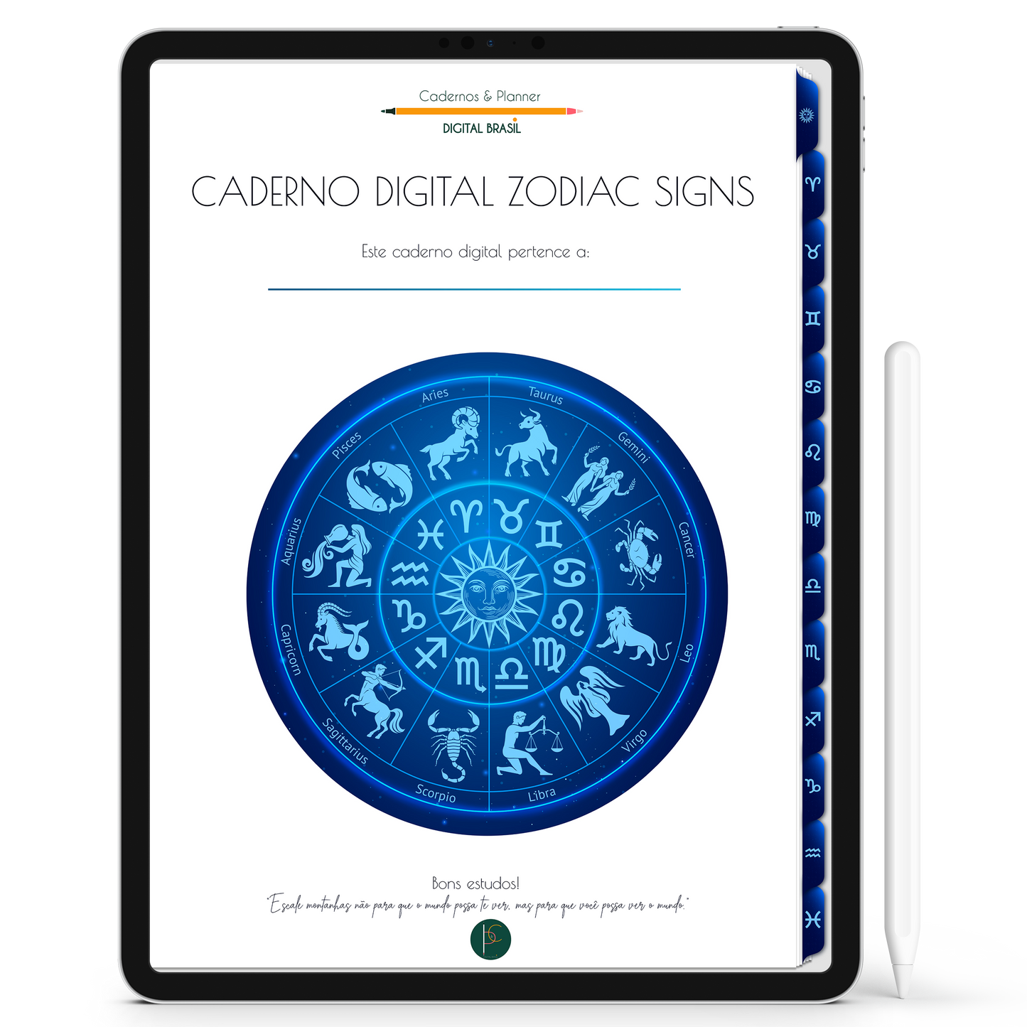Caderno Digital Signos do Zodíaco 12 Matérias em Constelações Study iPad Tablet GoodNotes Noteshelf Sustentável Cadernos & Planner Digital Brasil