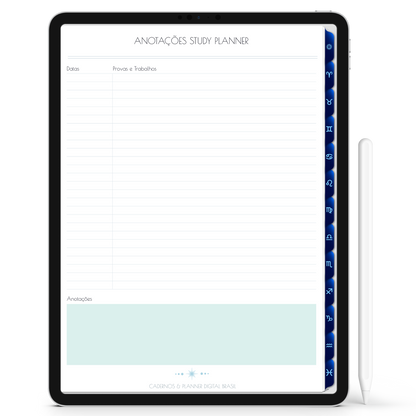 Caderno Digital do Signo de Aquário do Zodíaco 12 Matérias Constelações Study iPad iOs Tablet Android GoodNotes Noteshelf Sustentável Cadernos & Planner Digital Brasil