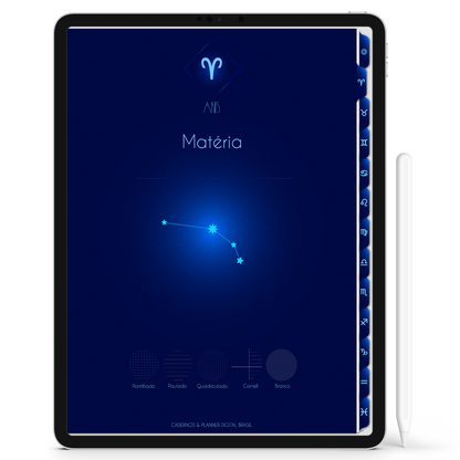 Caderno Digital do Signo de Touro do Zodíaco 12 Matérias Constelações Study iPad iOs Tablet Android GoodNotes Noteshelf Sustentável Cadernos & Planner Digital Brasil