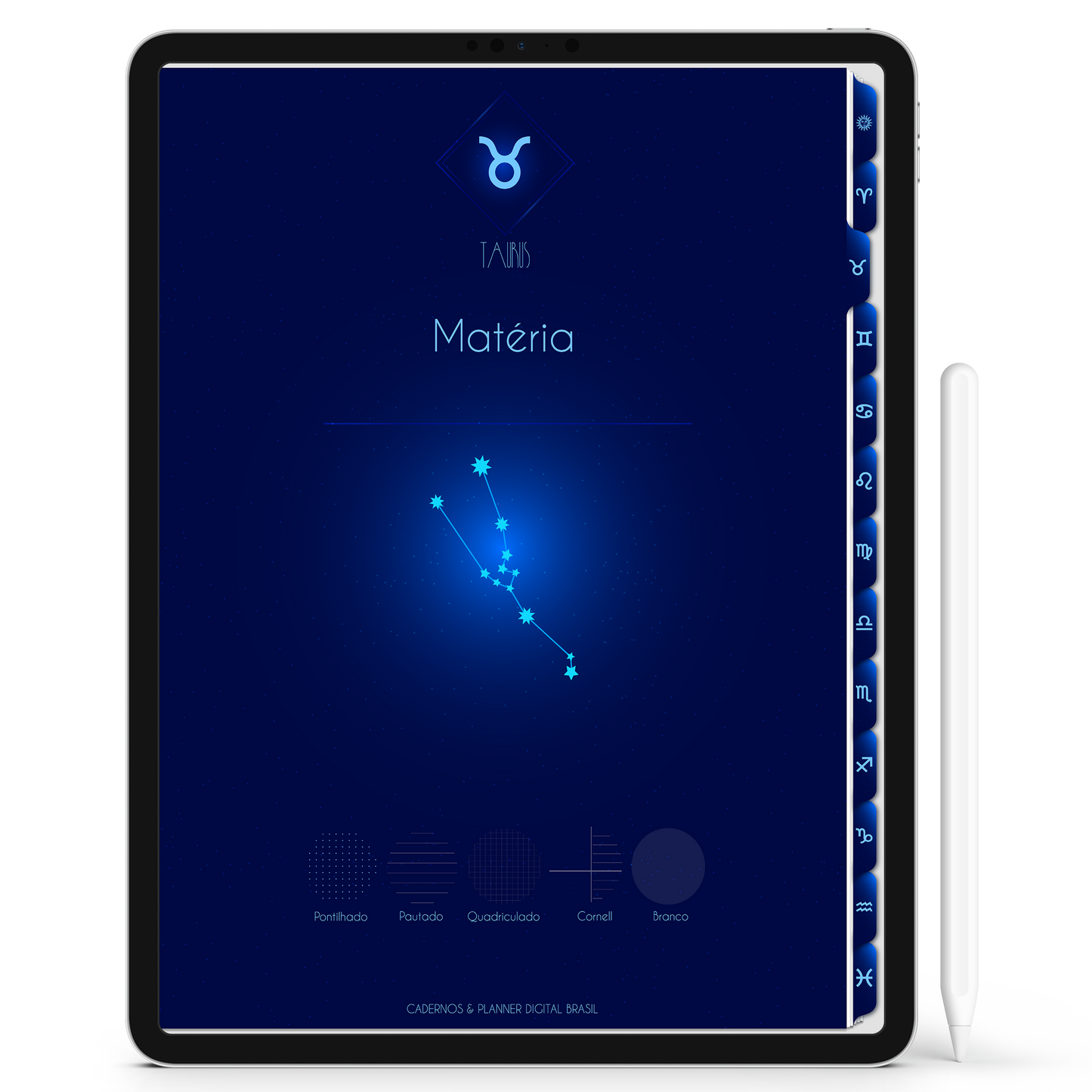 Caderno Digital Signos do Zodíaco 12 Matérias em Constelações Study iPad Tablet GoodNotes Noteshelf Sustentável Cadernos & Planner Digital Brasil