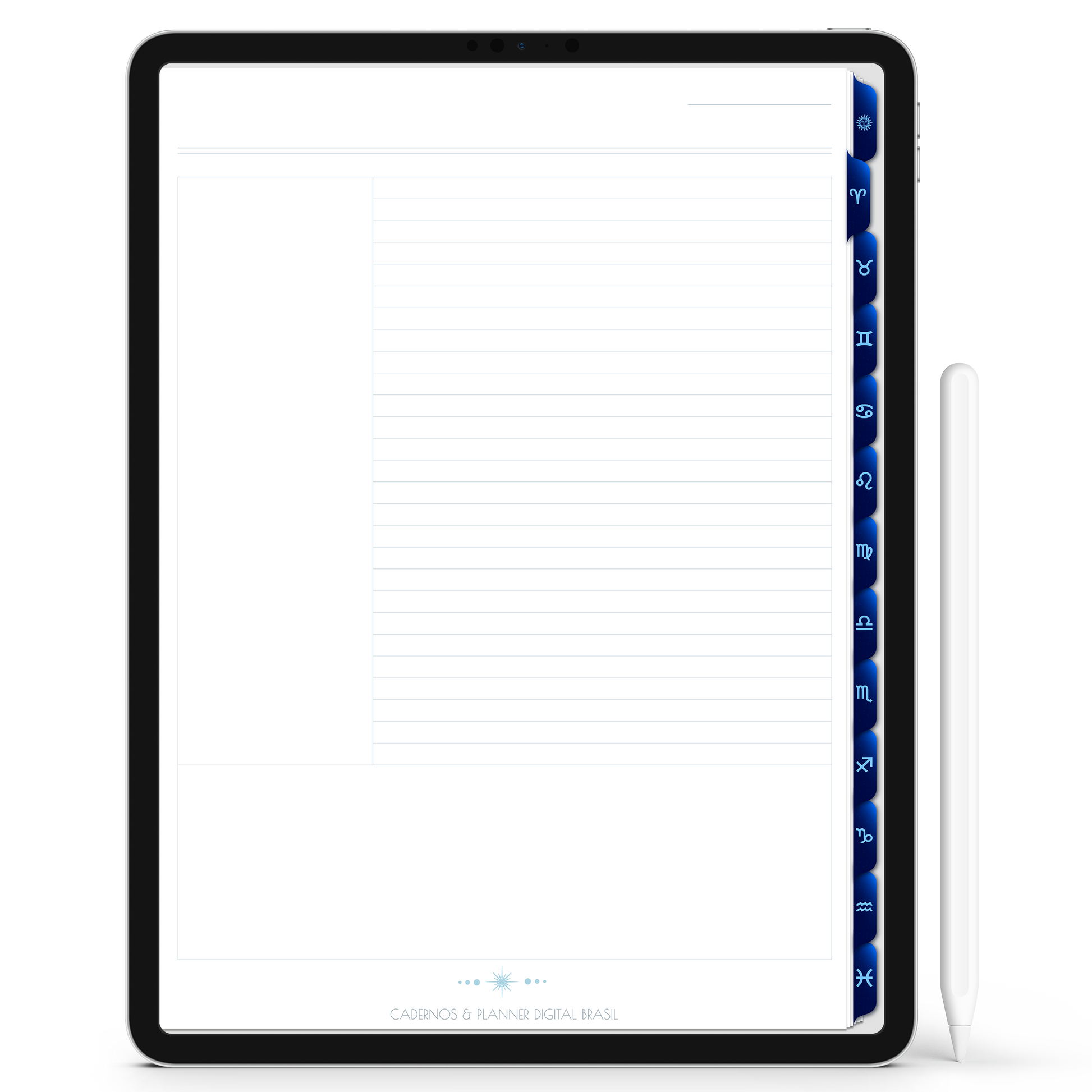 Caderno Digital do Signo de Gêmeos do Zodíaco 12 Matérias Constelações Study iPad iOs Tablet Android GoodNotes Noteshelf Sustentável Cadernos & Planner Digital Brasil