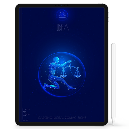 Caderno Digital do Signo de Libra do Zodíaco 12 Matérias Constelações Study iPad iOs Tablet Android GoodNotes Noteshelf Sustentável Cadernos & Planner Digital Brasil