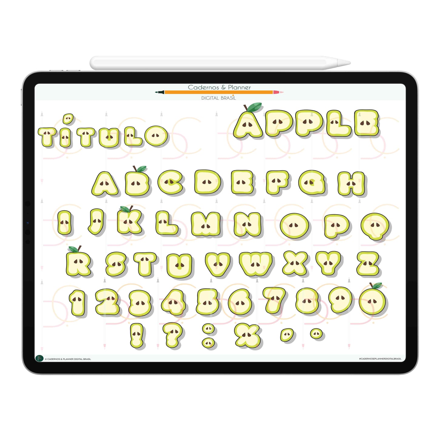 Stickers Títulos Bonitos Digital Tipografia • Caderno Digital, Planner Digital, Mapa Mental Digital, Produto Sustentável, Um Produto Digital = Uma árvore plantada