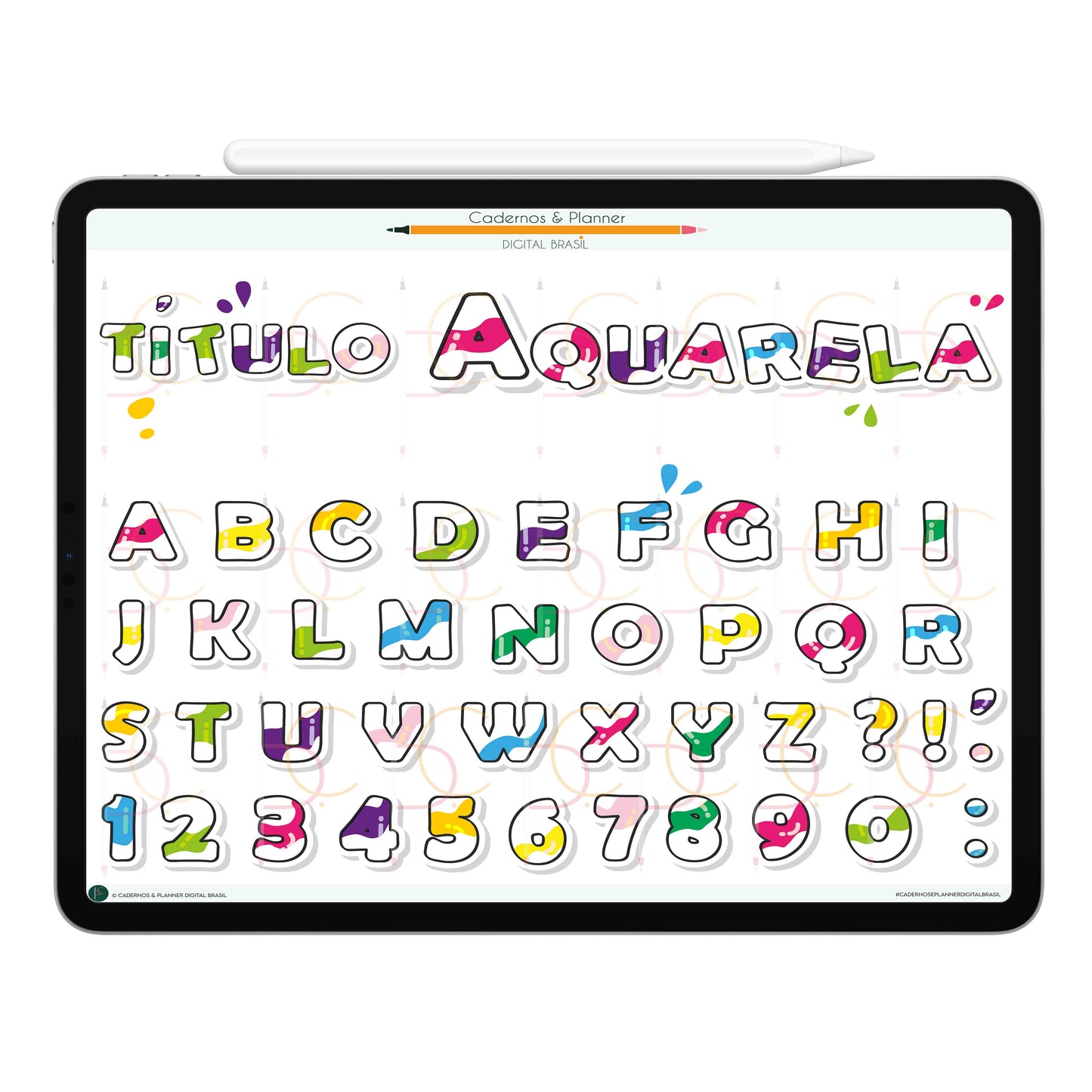 Stickers Títulos Bonitos Digital Tipografia • Caderno Digital, Planner Digital, Mapa Mental Digital, Produto Sustentável, Um Produto Digital = Uma árvore plantada