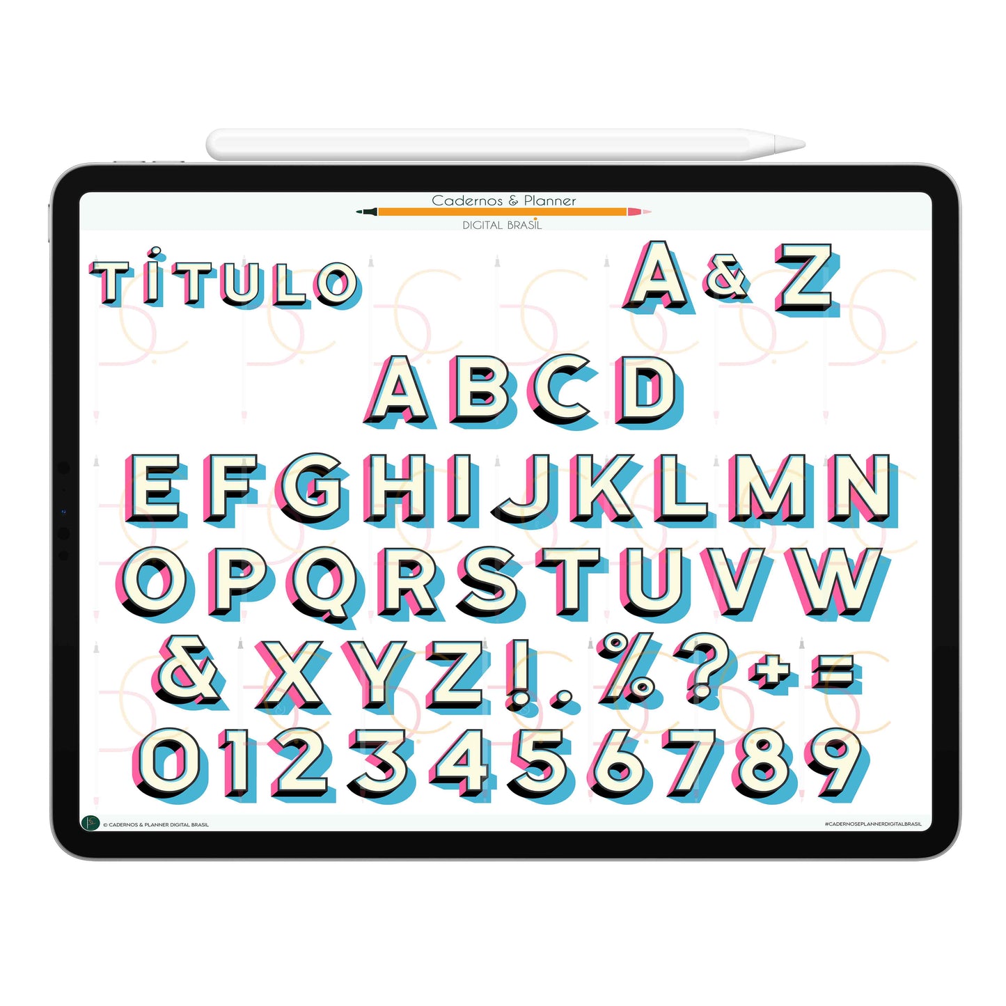 Stickers Títulos Bonitos Digital Tipografia • Caderno Digital, Planner Digital, Mapa Mental Digital, Produto Sustentável, Um Produto Digital = Uma árvore plantada
