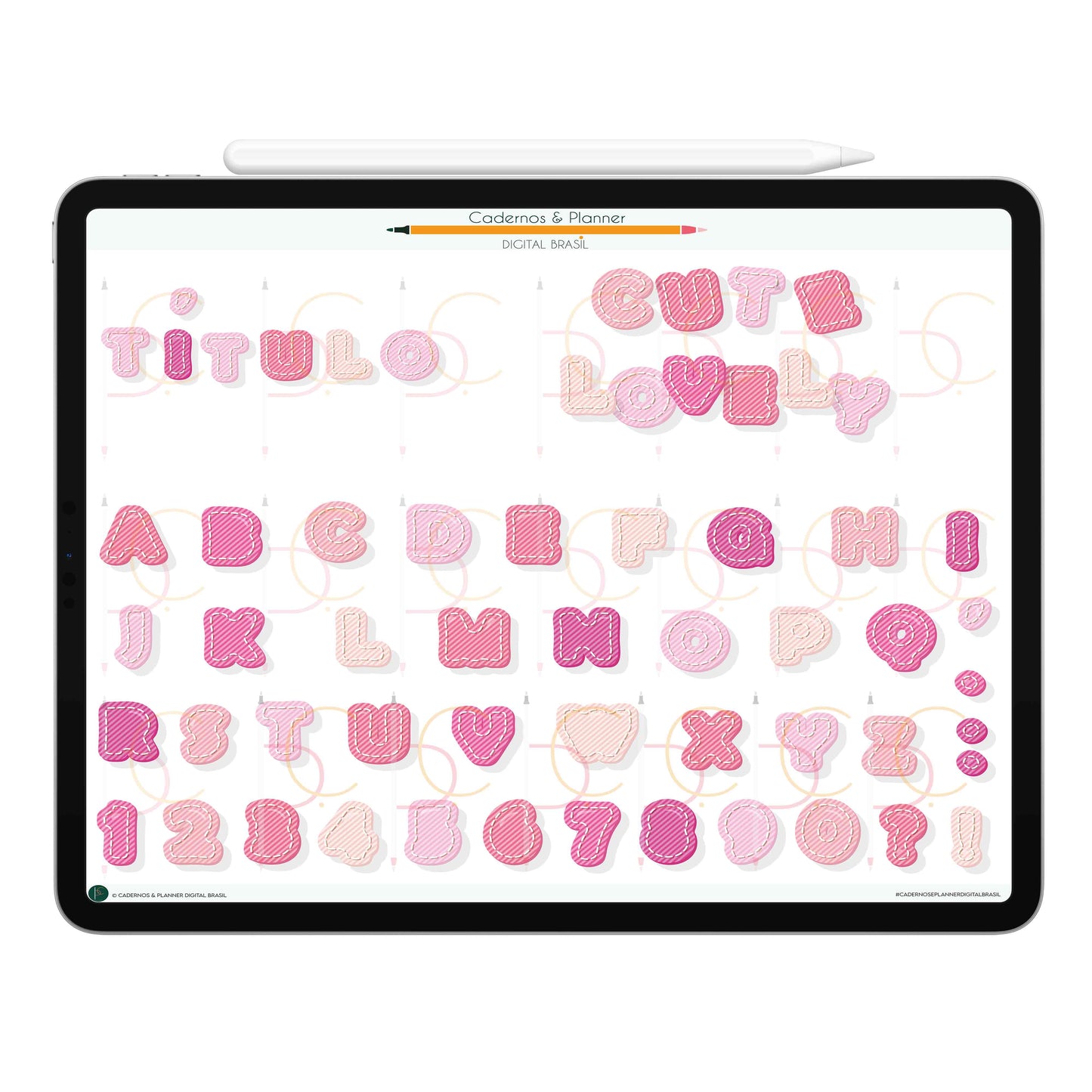 Stickers Títulos Bonitos Digital Tipografia • Caderno Digital, Planner Digital, Mapa Mental Digital, Produto Sustentável, Um Produto Digital = Uma árvore plantada