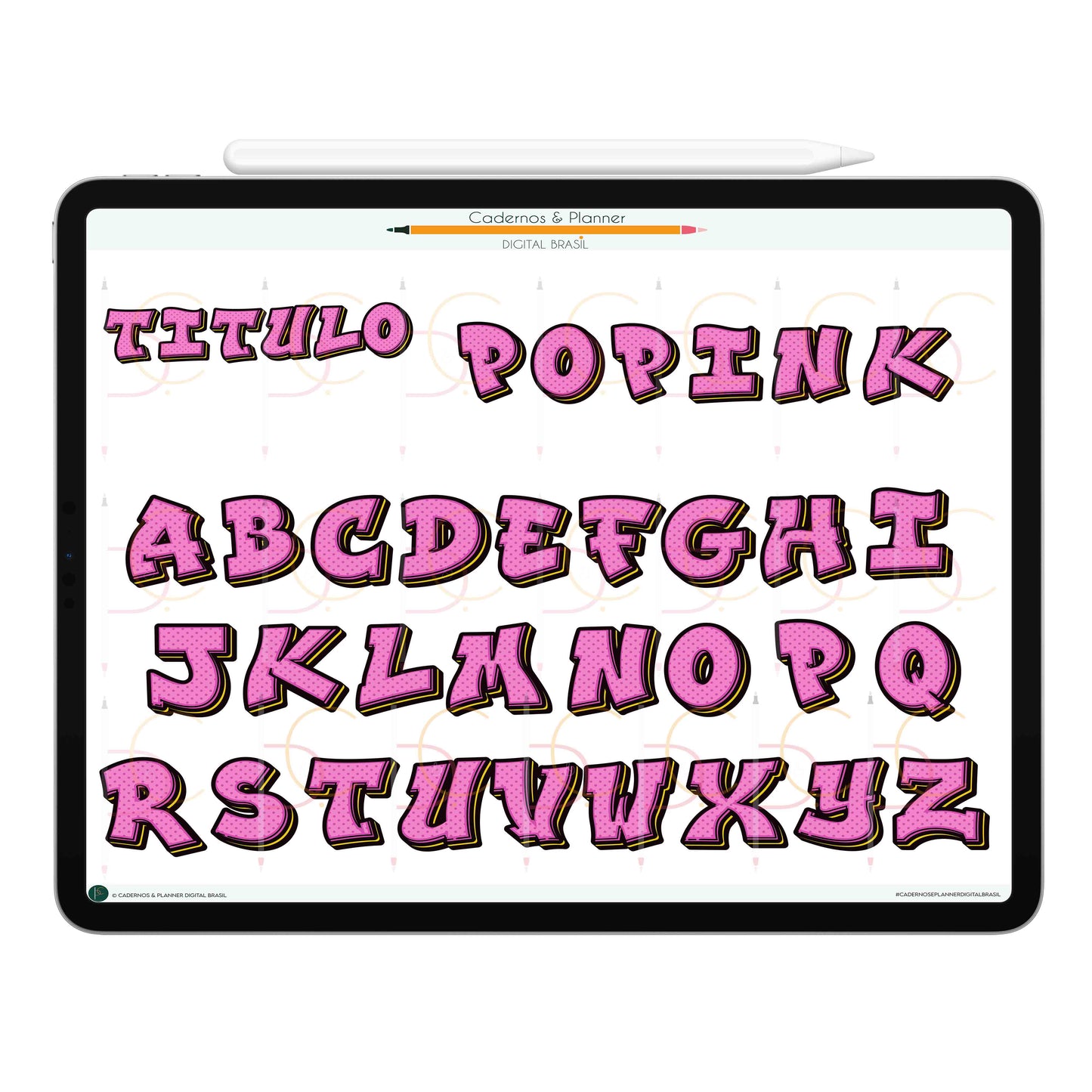 Stickers Títulos Bonitos Digital Tipografia • Caderno Digital, Planner Digital, Mapa Mental Digital, Produto Sustentável, Um Produto Digital = Uma árvore plantada