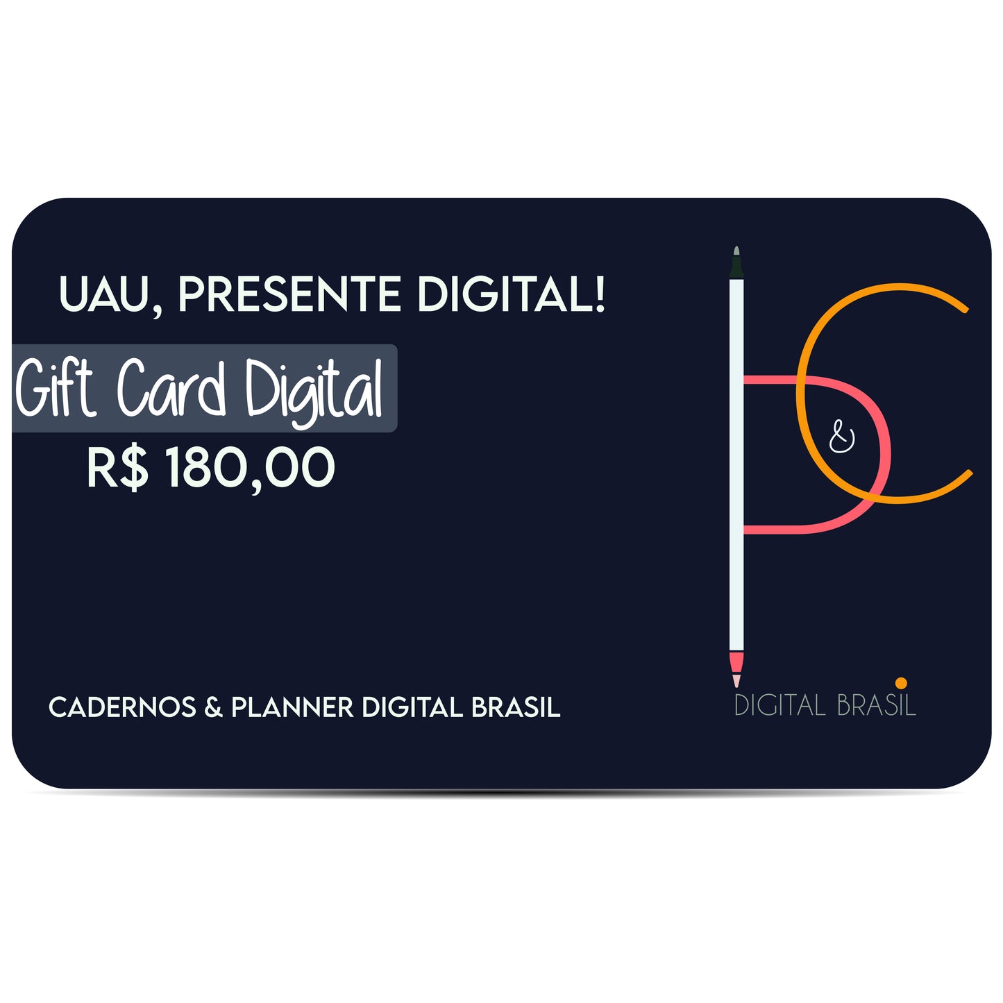 Uau Presente Digital R$ 180,00 Vinte Reais Cartão Presente Digital Gift Card para produtos da Cadernos & Planner Digital Brasil, Planner Digital, Mapa Mental Digital, Caderno Digital, Adesivos Stickers Digital