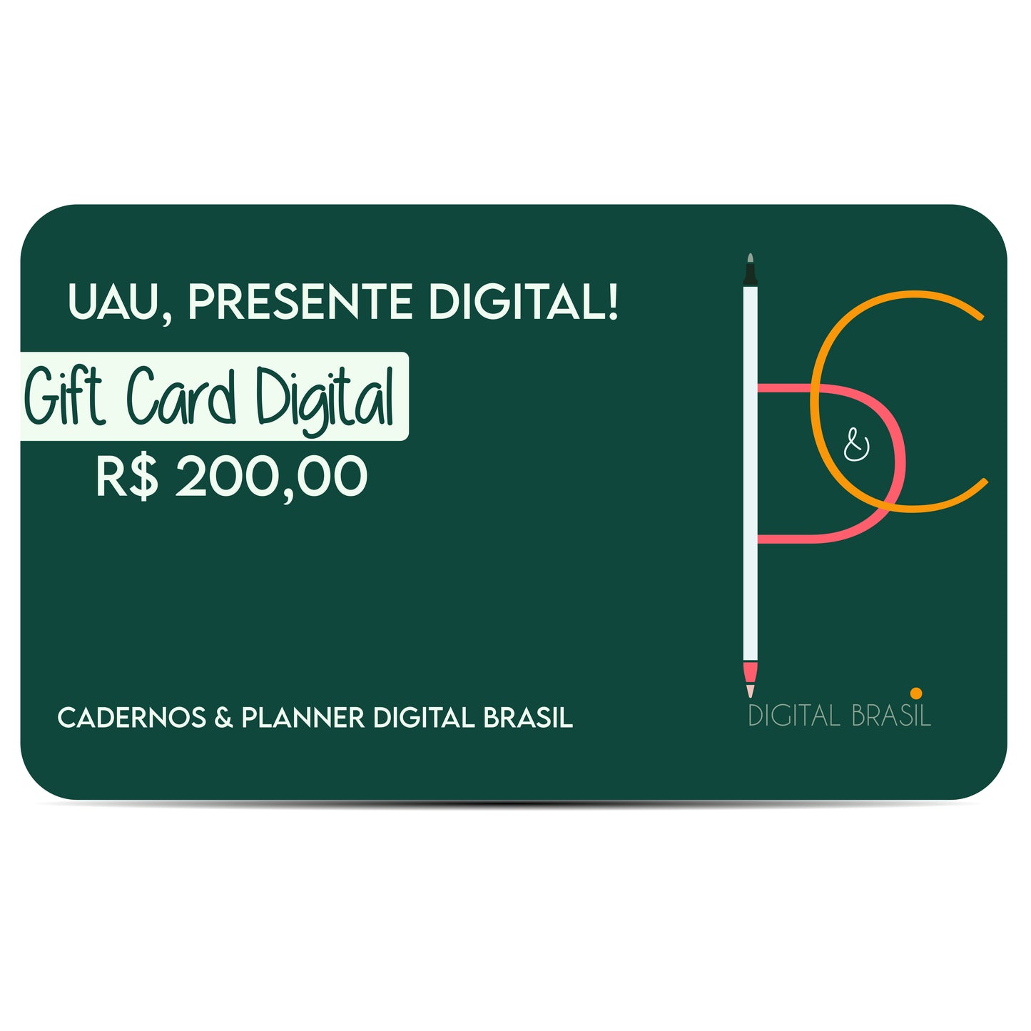 Uau Presente Digital R$ 80,00 Vinte Reais Cartão Presente Digital Gift Card para produtos da Cadernos & Planner Digital Brasil, Planner Digital, Mapa Mental Digital, Caderno Digital, Adesivos Stickers Digital