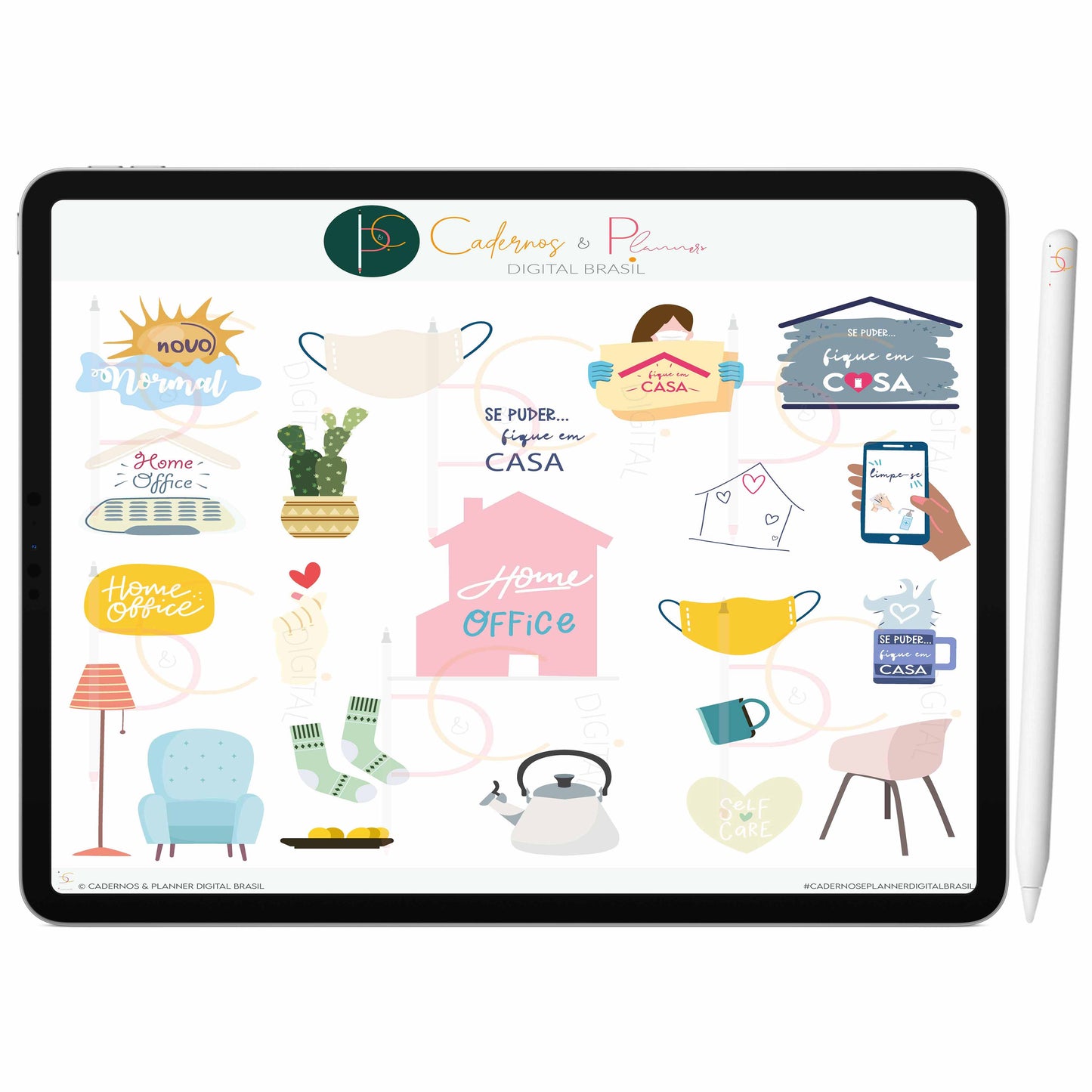 Adesivos Stickers Digital Cuide-se • Planner Digital · Caderno Digital • iPad Tablet • GoodNotes Noteshelf