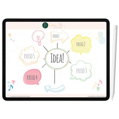 Adesivos Stickers Digital Mapa Mental Arco-Íris • Planner Digital • Caderno Digital • iPad Tablet • GoodNotes Noteshelf