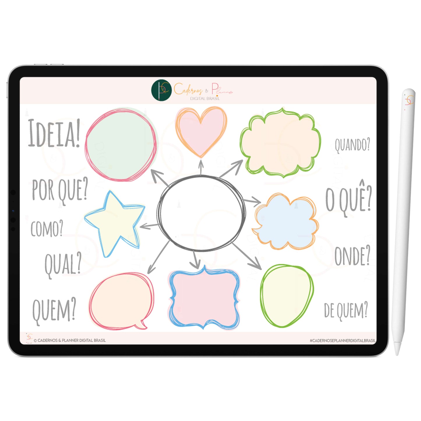 Adesivos Stickers Digital Mapa Mental Arco-Íris • Planner Digital • Caderno Digital • iPad Tablet • GoodNotes Noteshelf